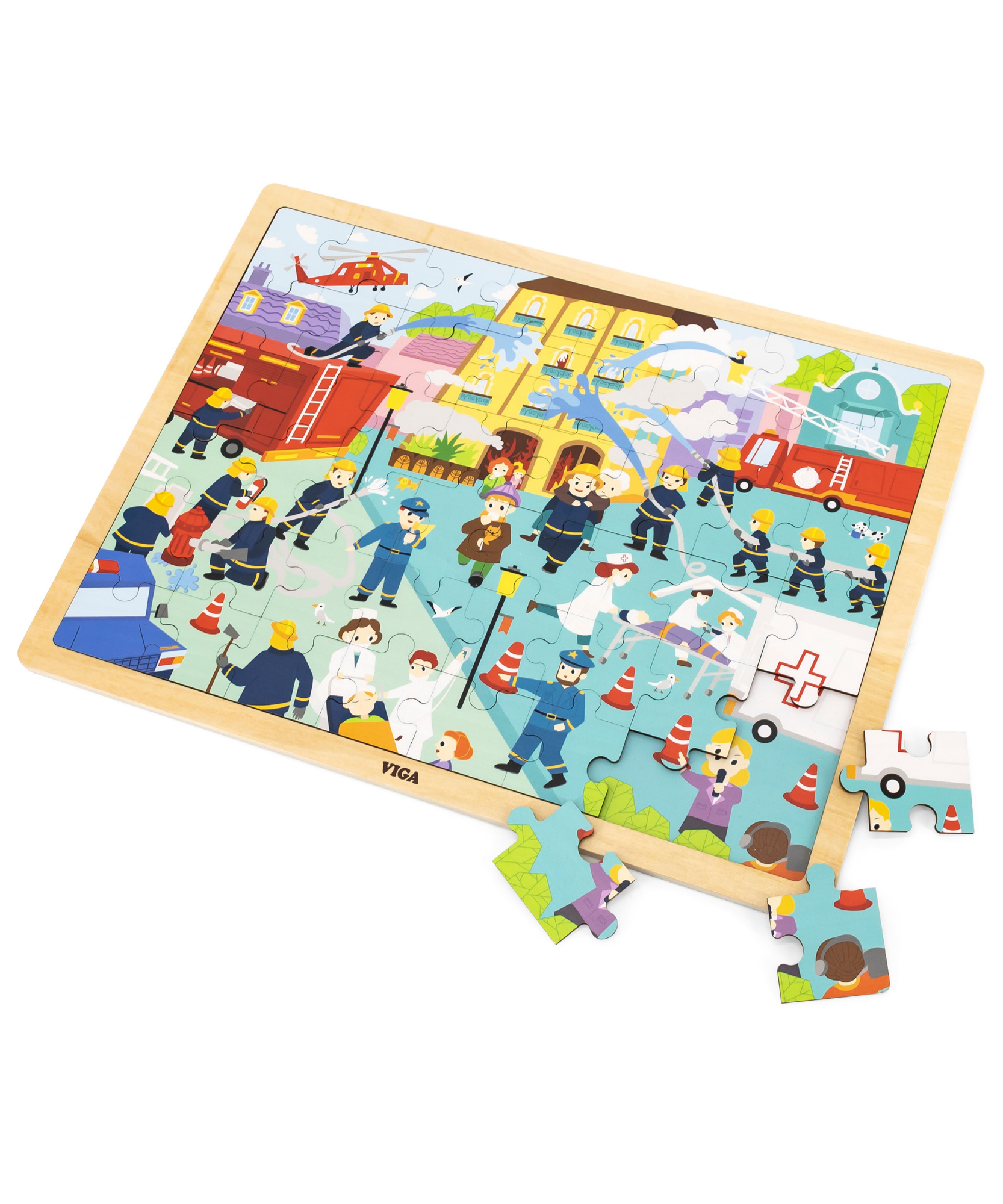 لعبة فيجا لمكافحة الحرائق، 48 قطعة، أحجية الصور المقطوعة، لعبة مونتيسوري الخشبية، تنمي المهارات الحسية والإدراكية والحركية الدقيقة، لعبة تعليمية للأطفال غير سامة وصديقة للبيئة، مناسبة للأولاد والبنات من سن 3 سنوات فما فوق