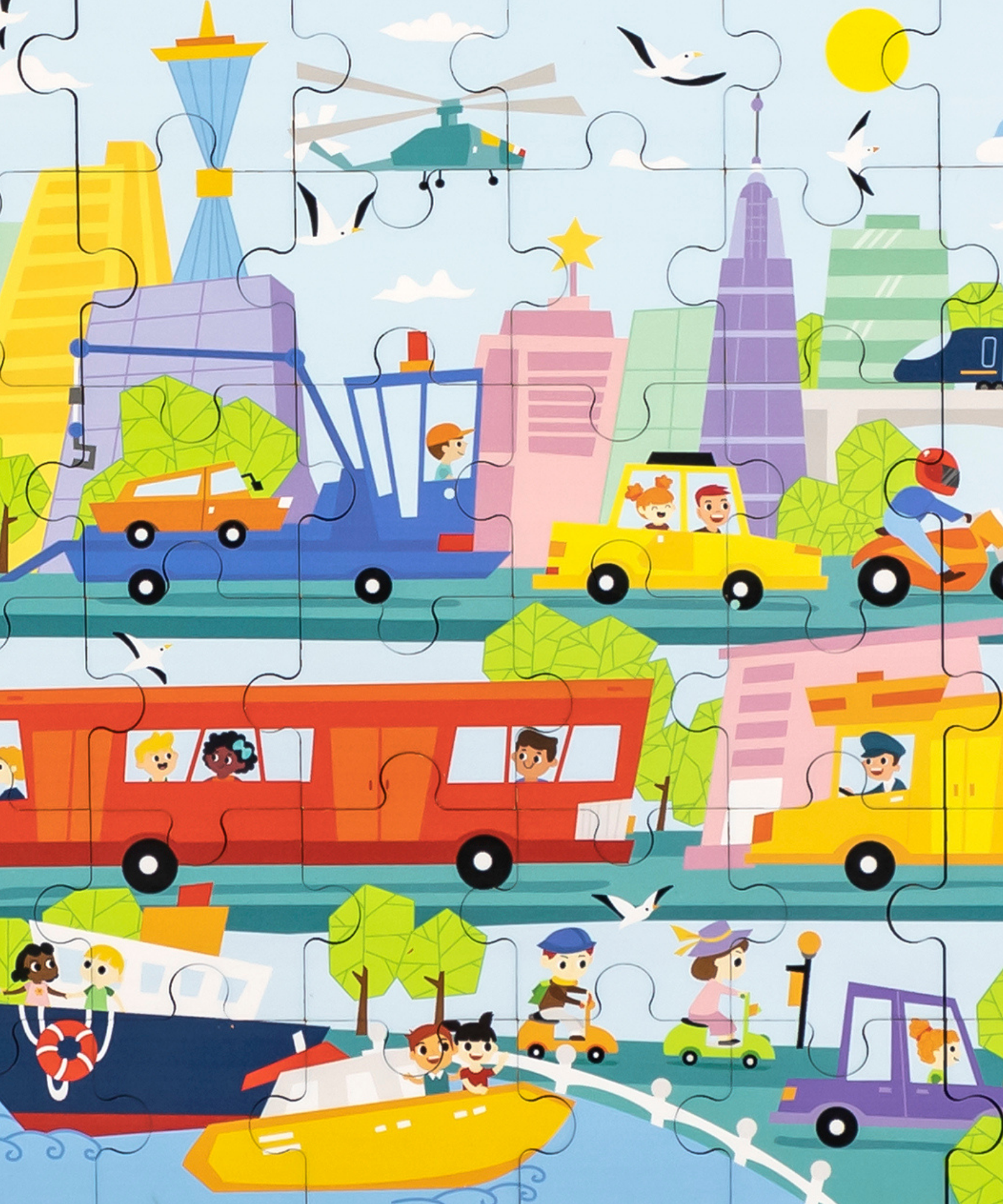 لعبة أحجية الصور المقطوعة من فيجا سيتي ترانسبورتيشن، مكونة من 48 قطعة، لعبة مونتيسوري الخشبية، تُنمّي المهارات الحسية والإدراكية والحركية الدقيقة، لعبة تعليمية للأطفال غير سامة وصديقة للبيئة، مناسبة للأطفال من سن 3 سنوات فما فوق