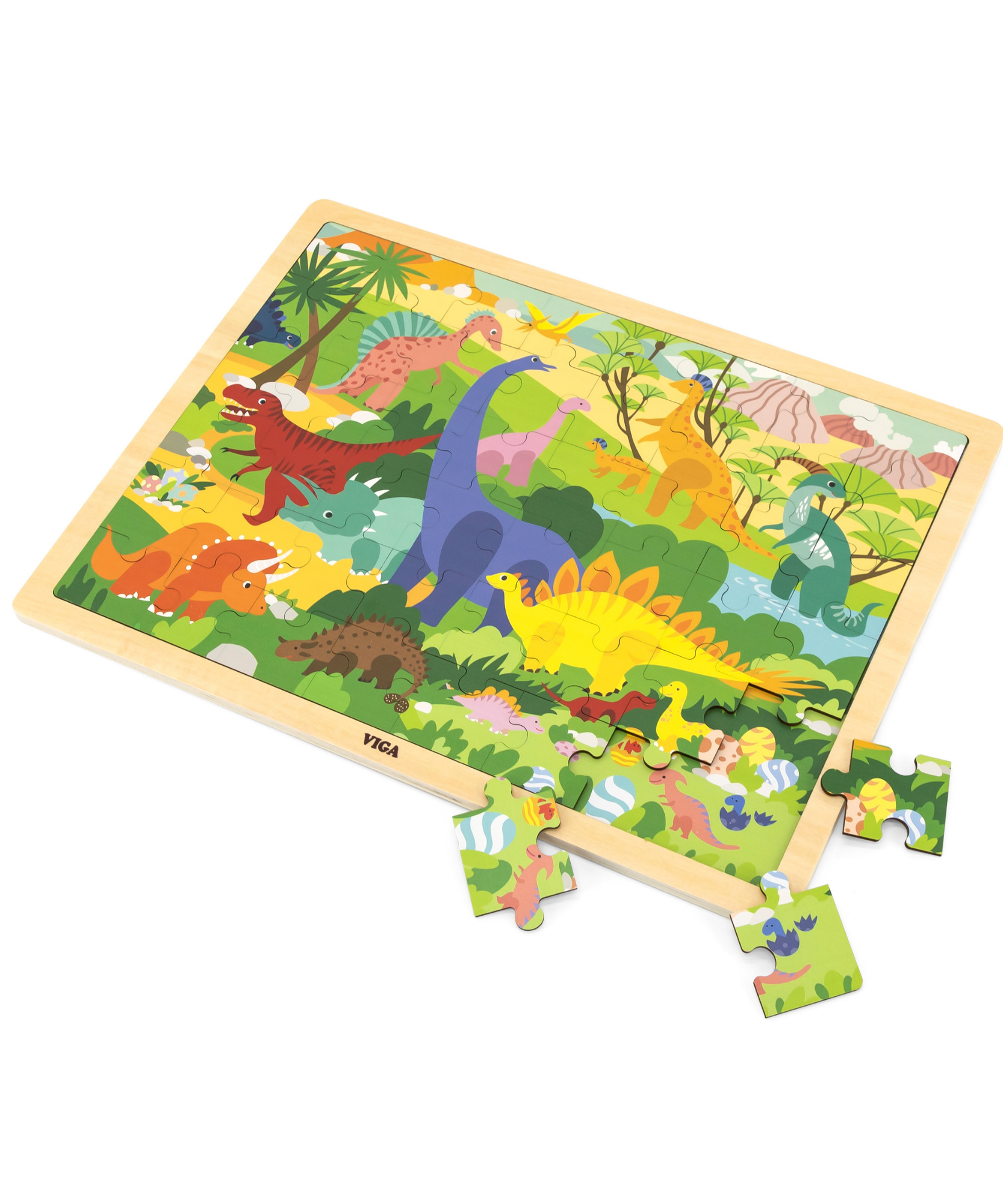 لعبة أحجية الصور المقطوعة من فيجا ديناصور وورلد، مكونة من 48 قطعة، لعبة مونتيسوري الخشبية، تُنمّي المهارات الحسية والإدراكية والحركية الدقيقة، لعبة تعليمية للأطفال غير سامة وصديقة للبيئة، مناسبة للأطفال من سن 3 سنوات فما فوق
