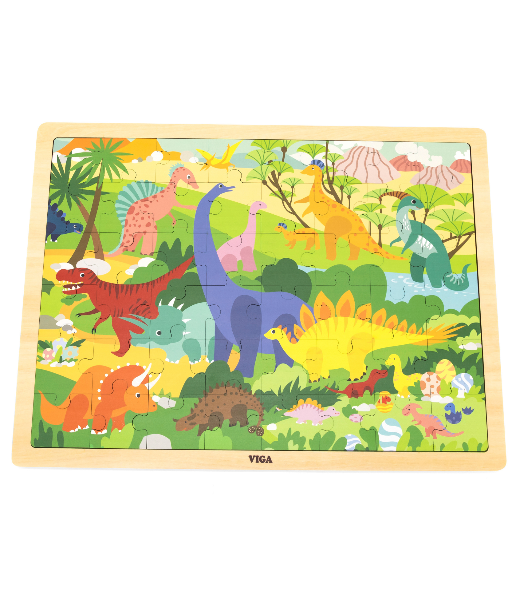لعبة أحجية الصور المقطوعة من فيجا ديناصور وورلد، مكونة من 48 قطعة، لعبة مونتيسوري الخشبية، تُنمّي المهارات الحسية والإدراكية والحركية الدقيقة، لعبة تعليمية للأطفال غير سامة وصديقة للبيئة، مناسبة للأطفال من سن 3 سنوات فما فوق