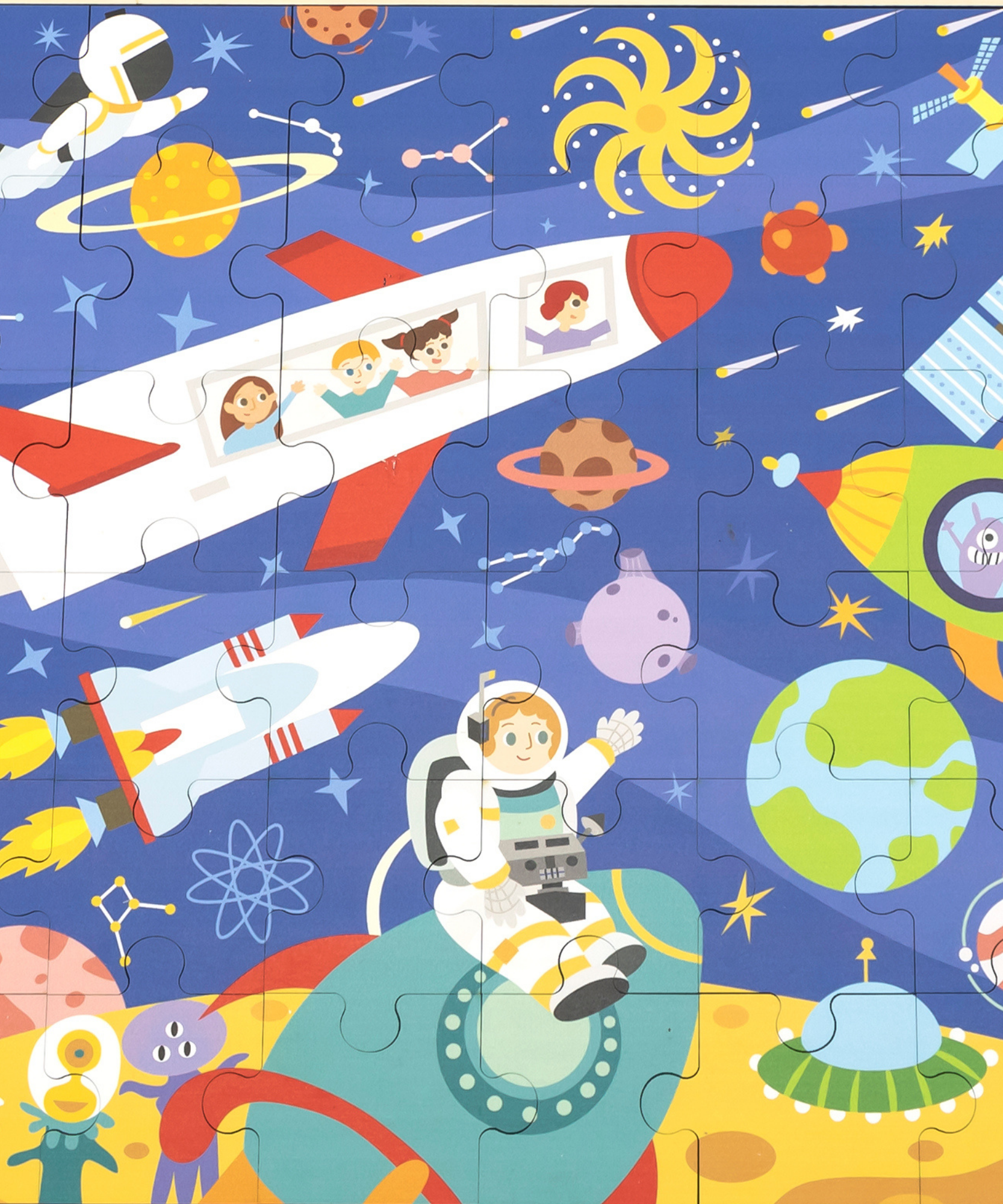 فيجا سبيس، أحجية الصور المقطوعة من 48 قطعة، لعبة مونتيسوري الخشبية، تنمي المهارات الحسية والإدراكية والحركية الدقيقة، لعبة تعليمية للأطفال غير سامة وصديقة للبيئة، مناسبة للأولاد والبنات من سن 3 سنوات فما فوق