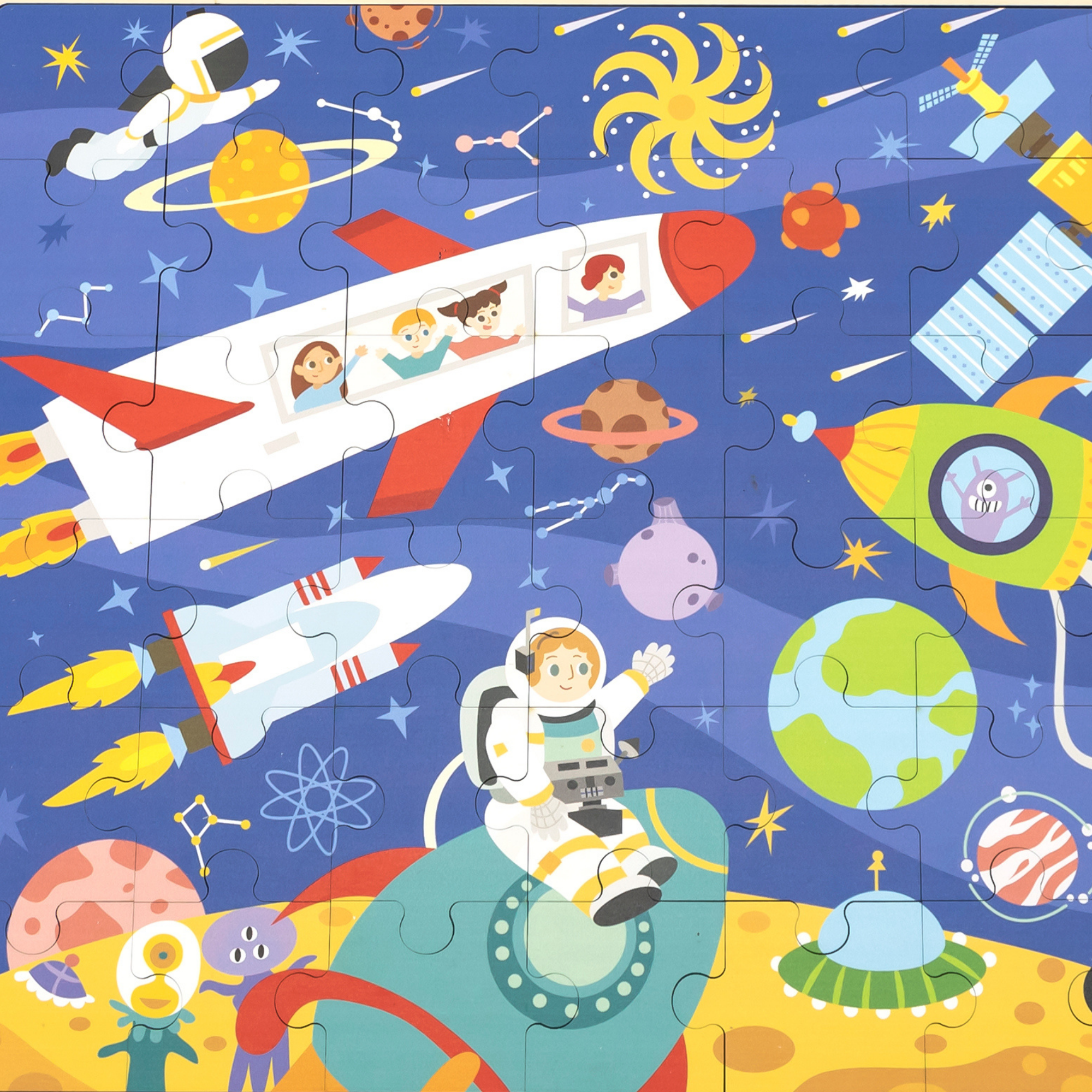 فيجا سبيس، أحجية الصور المقطوعة من 48 قطعة، لعبة مونتيسوري الخشبية، تنمي المهارات الحسية والإدراكية والحركية الدقيقة، لعبة تعليمية للأطفال غير سامة وصديقة للبيئة، مناسبة للأولاد والبنات من سن 3 سنوات فما فوق