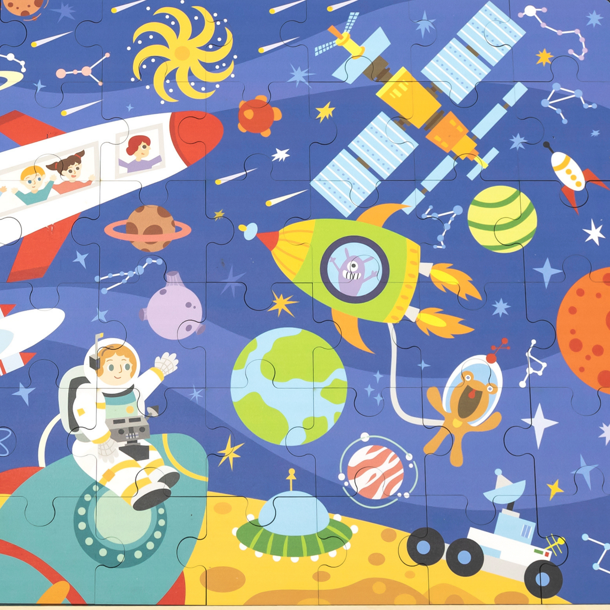 فيجا سبيس، أحجية الصور المقطوعة من 48 قطعة، لعبة مونتيسوري الخشبية، تنمي المهارات الحسية والإدراكية والحركية الدقيقة، لعبة تعليمية للأطفال غير سامة وصديقة للبيئة، مناسبة للأولاد والبنات من سن 3 سنوات فما فوق