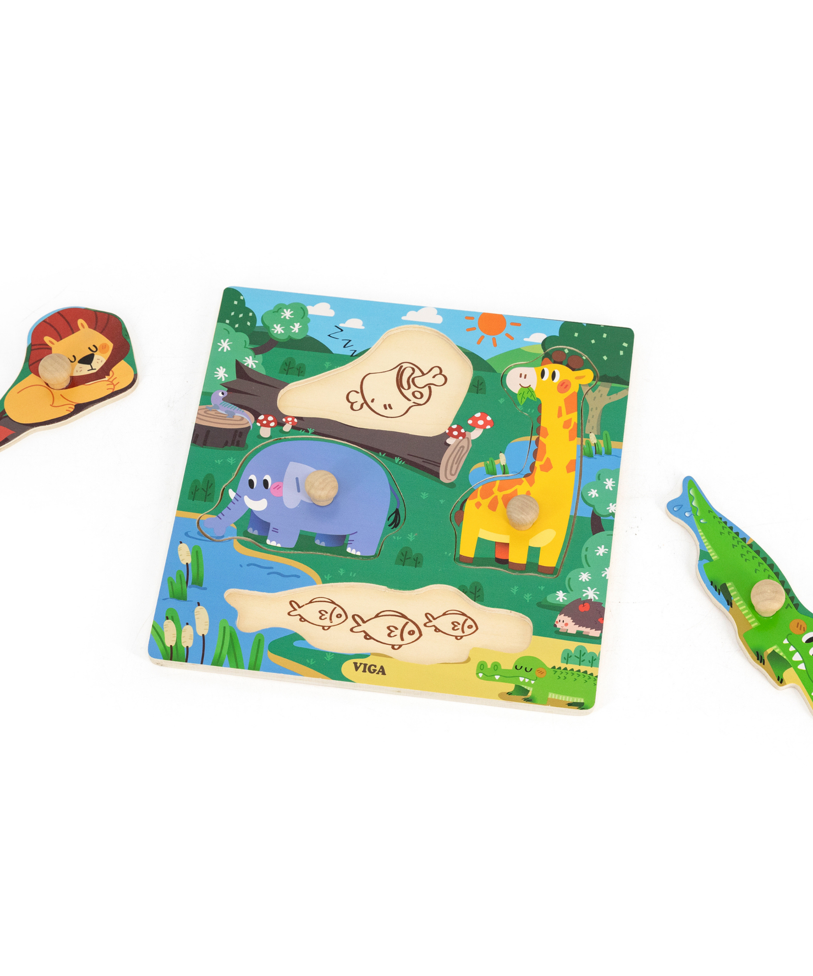 لعبة أحجية فيجا وايلد أنيملز، مكونة من 4 قطع، مصنوعة من خشب مونتيسوري، تُنمّي المهارات الحسية والإدراكية والحركية الدقيقة، غير سامة وصديقة للبيئة، مناسبة للأولاد والبنات من عمر 12 شهرًا فما فوق.