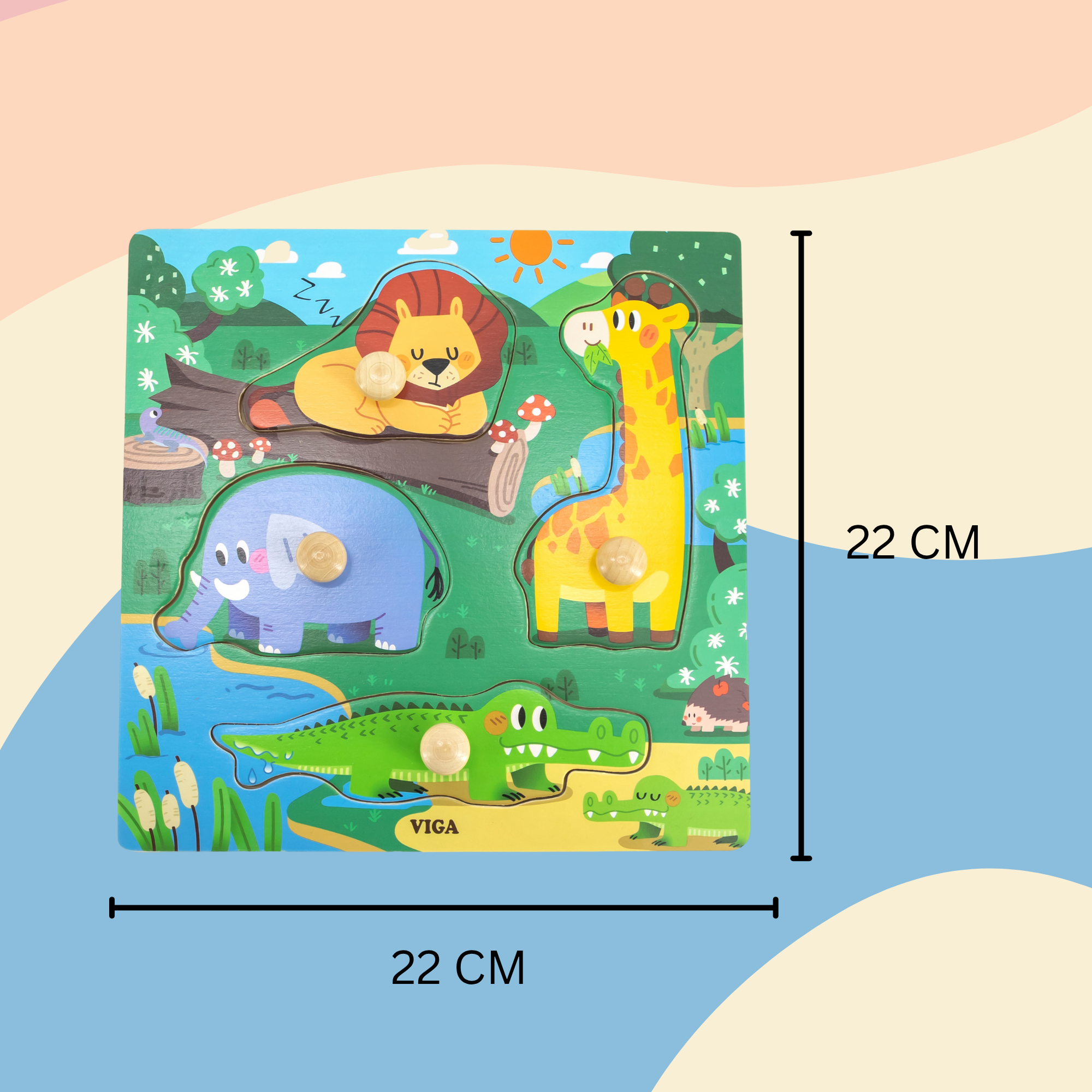 لعبة أحجية فيجا وايلد أنيملز، مكونة من 4 قطع، مصنوعة من خشب مونتيسوري، تُنمّي المهارات الحسية والإدراكية والحركية الدقيقة، غير سامة وصديقة للبيئة، مناسبة للأولاد والبنات من عمر 12 شهرًا فما فوق.