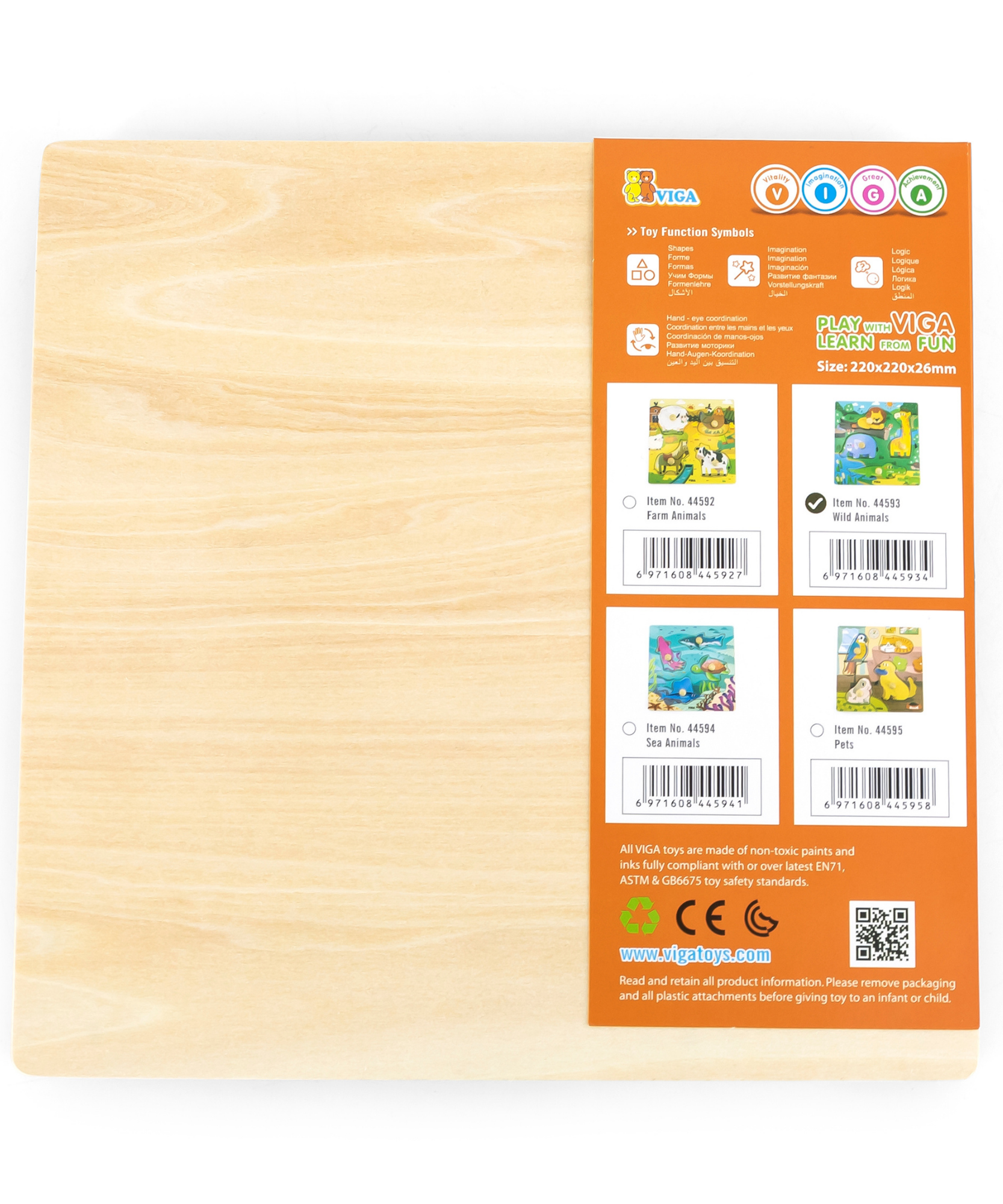 لعبة أحجية فيجا وايلد أنيملز، مكونة من 4 قطع، مصنوعة من خشب مونتيسوري، تُنمّي المهارات الحسية والإدراكية والحركية الدقيقة، غير سامة وصديقة للبيئة، مناسبة للأولاد والبنات من عمر 12 شهرًا فما فوق.