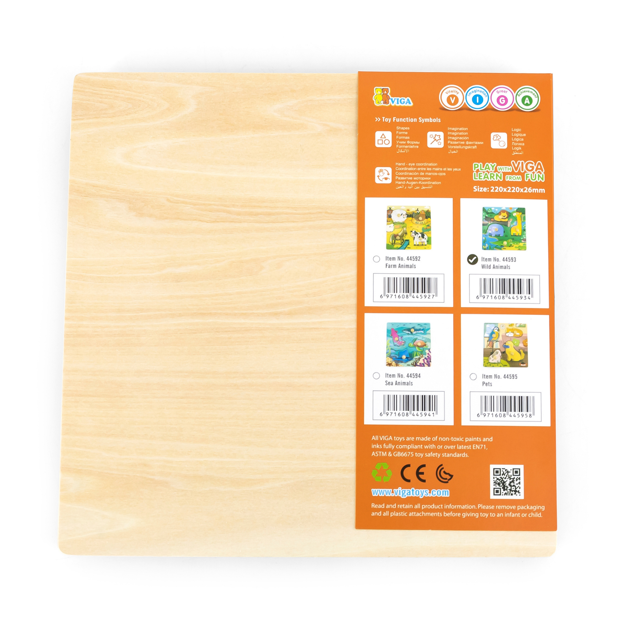لعبة أحجية فيجا وايلد أنيملز، مكونة من 4 قطع، مصنوعة من خشب مونتيسوري، تُنمّي المهارات الحسية والإدراكية والحركية الدقيقة، غير سامة وصديقة للبيئة، مناسبة للأولاد والبنات من عمر 12 شهرًا فما فوق.