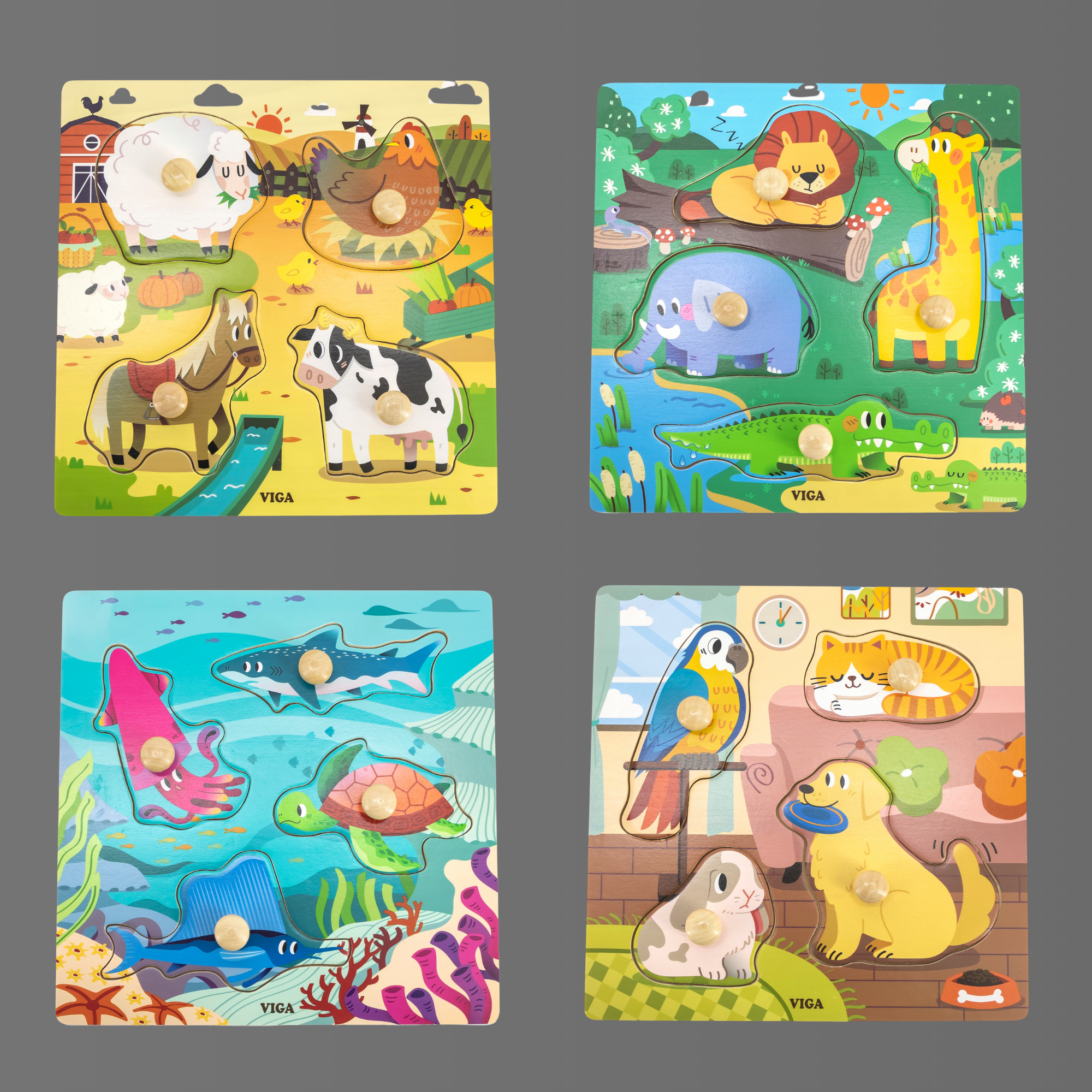 لعبة أحجية فيجا وايلد أنيملز، مكونة من 4 قطع، مصنوعة من خشب مونتيسوري، تُنمّي المهارات الحسية والإدراكية والحركية الدقيقة، غير سامة وصديقة للبيئة، مناسبة للأولاد والبنات من عمر 12 شهرًا فما فوق.