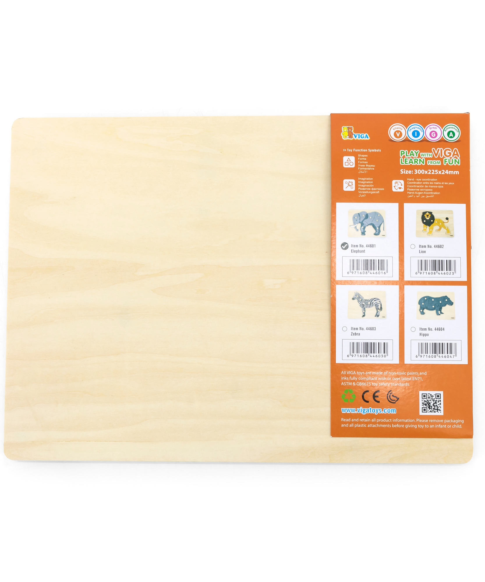 Viga Elephant, 8 Piece Knob Puzzle, Montessori Wooden Toy, Develops Sensory, Cognitive & Fine Motor Skills, Non-Toxic & Eco-friendly Kids Educational Toy, Suitable for Boys and Girls Aged 18M+