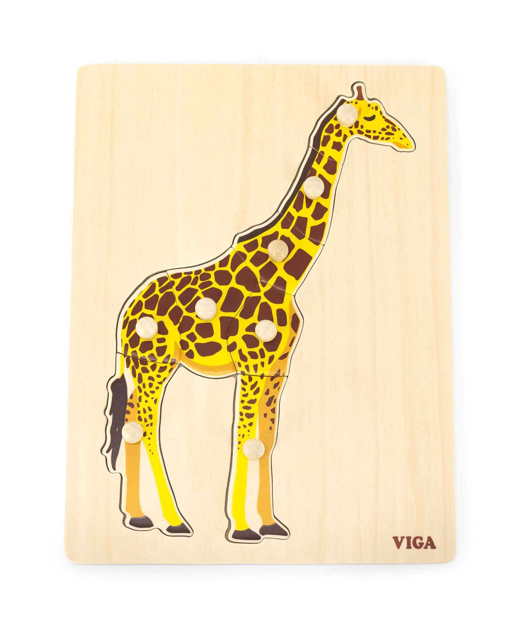 لعبة فيجا جيراف، أحجية بمقبض من 8 قطع، لعبة مونتيسوري خشبية، تُنمّي المهارات الحسية والإدراكية والحركية الدقيقة، لعبة تعليمية للأطفال غير سامة وصديقة للبيئة، مناسبة للأولاد والبنات من عمر 18 شهرًا فما فوق