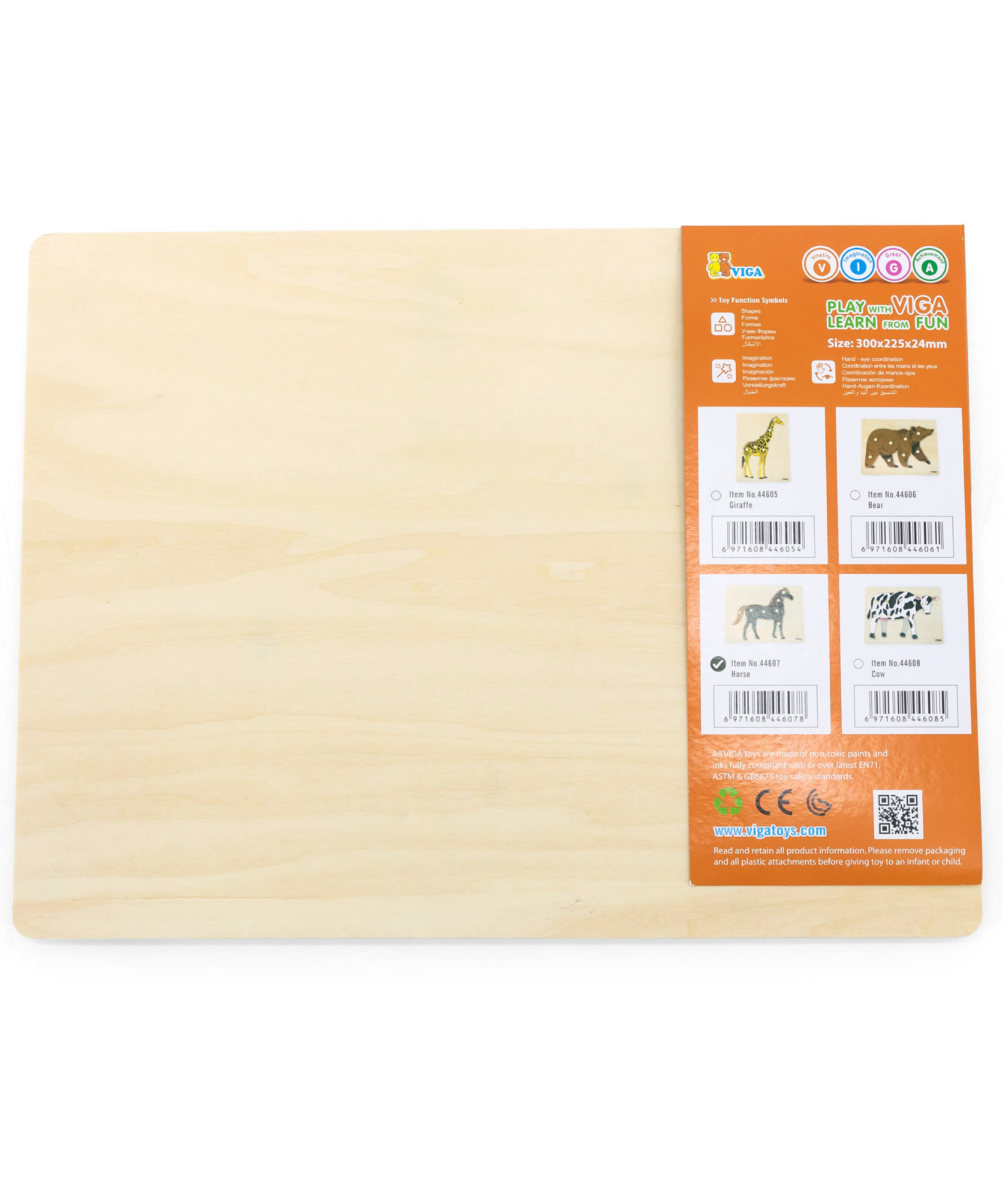 Viga Horse, Farm Animals, 8 Piece Knob Puzzle, Montessori Wooden Toy, Develops Sensory, Cognitive & Fine Motor Skills, Non-Toxic & Eco-friendly Kids Educational Toy, Suitable for Children Aged 18M+