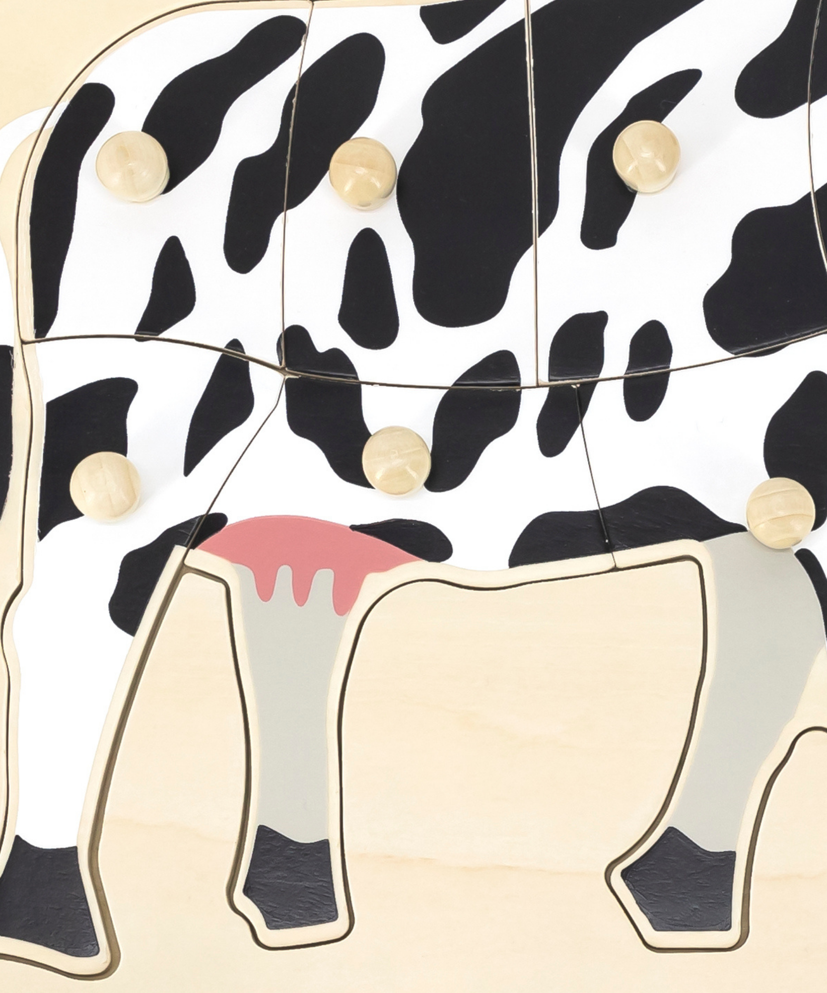 بقرة فيجا، حيوانات المزرعة، أحجية بمقبض من 8 قطع، لعبة مونتيسوري الخشبية، تنمي المهارات الحسية والإدراكية والحركية الدقيقة، لعبة تعليمية للأطفال غير سامة وصديقة للبيئة، مناسبة للأطفال من سن 18 شهرًا فما فوق