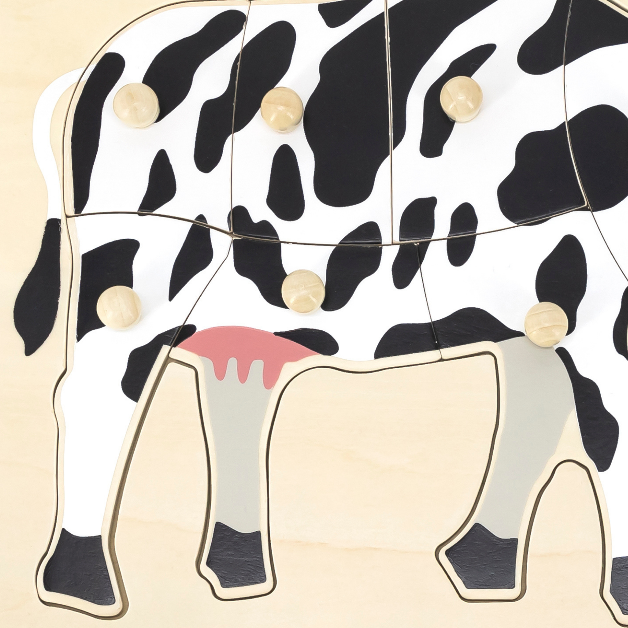 بقرة فيجا، حيوانات المزرعة، أحجية بمقبض من 8 قطع، لعبة مونتيسوري الخشبية، تنمي المهارات الحسية والإدراكية والحركية الدقيقة، لعبة تعليمية للأطفال غير سامة وصديقة للبيئة، مناسبة للأطفال من سن 18 شهرًا فما فوق