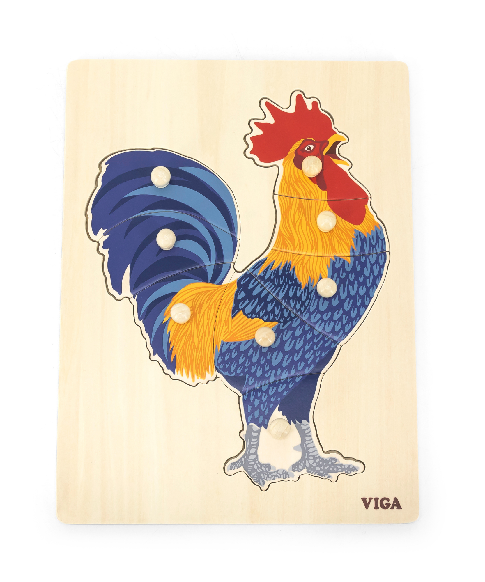 لعبة فيجا روستر، حيوانات المزرعة، أحجية بمقبض من 8 قطع، لعبة مونتيسوري الخشبية، تُنمّي المهارات الحسية والإدراكية والحركية الدقيقة، لعبة تعليمية للأطفال غير سامة وصديقة للبيئة، مناسبة للأطفال من سن 18 شهرًا فما فوق