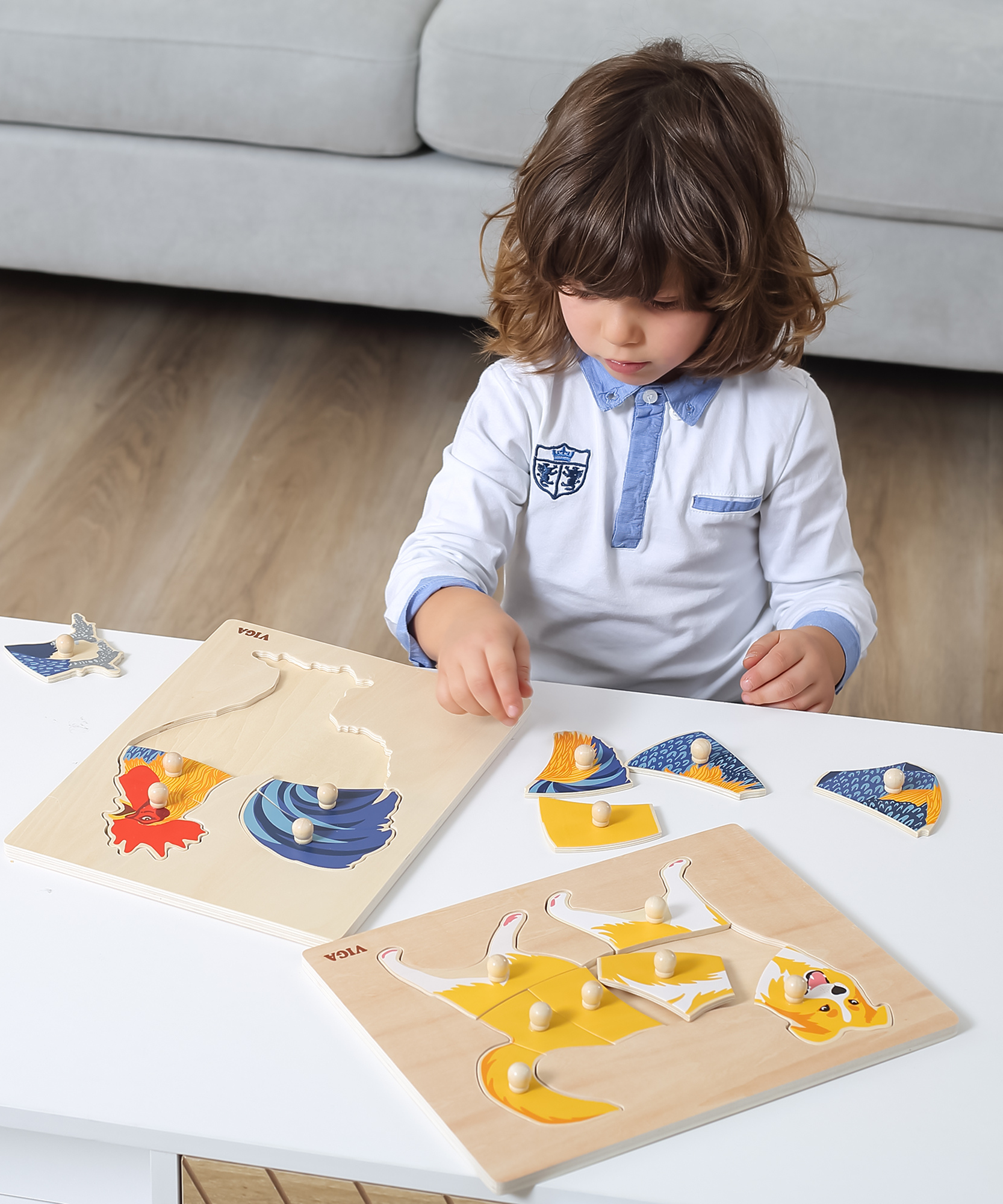 لعبة فيجا روستر، حيوانات المزرعة، أحجية بمقبض من 8 قطع، لعبة مونتيسوري الخشبية، تُنمّي المهارات الحسية والإدراكية والحركية الدقيقة، لعبة تعليمية للأطفال غير سامة وصديقة للبيئة، مناسبة للأطفال من سن 18 شهرًا فما فوق