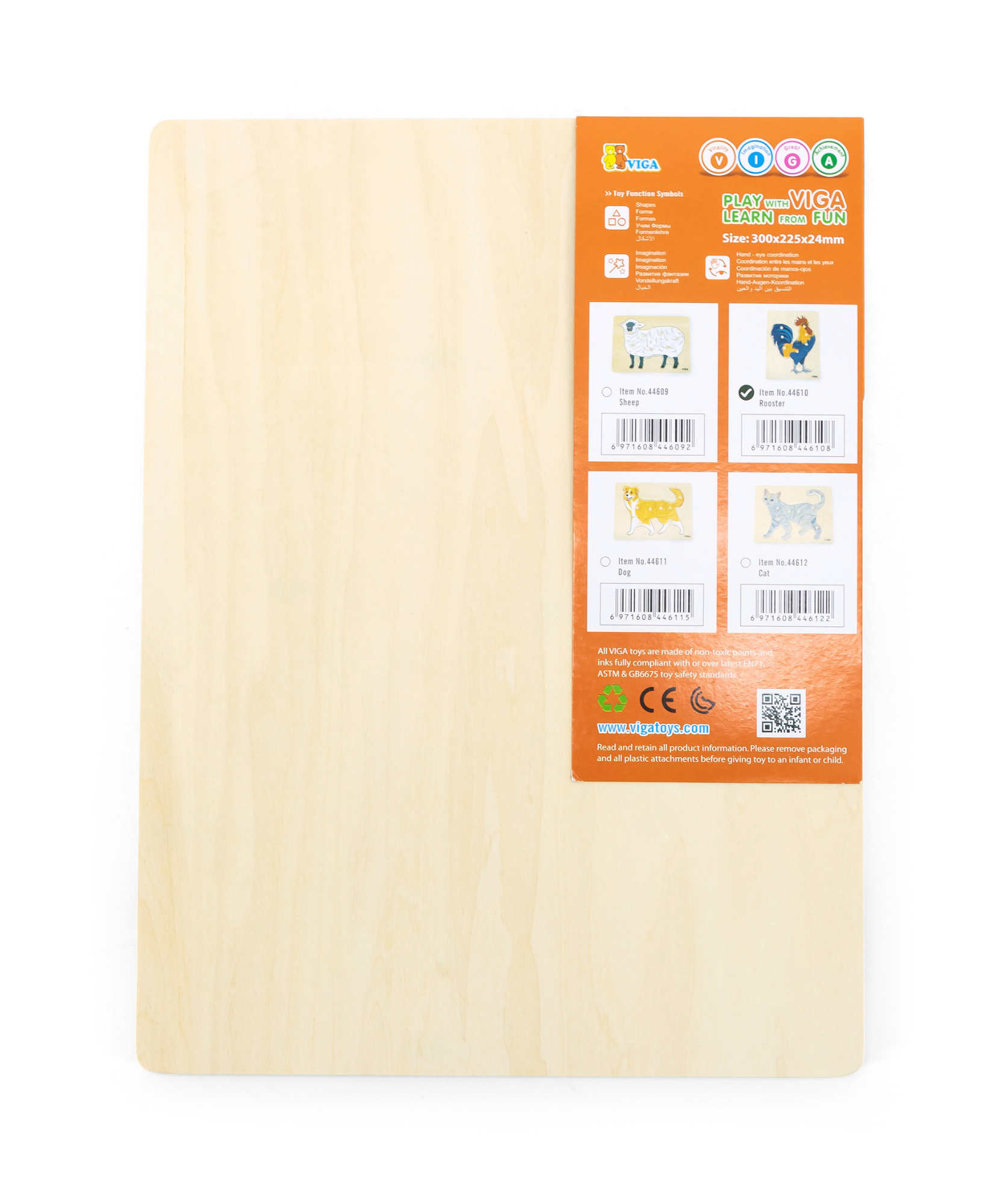 لعبة فيجا روستر، حيوانات المزرعة، أحجية بمقبض من 8 قطع، لعبة مونتيسوري الخشبية، تُنمّي المهارات الحسية والإدراكية والحركية الدقيقة، لعبة تعليمية للأطفال غير سامة وصديقة للبيئة، مناسبة للأطفال من سن 18 شهرًا فما فوق