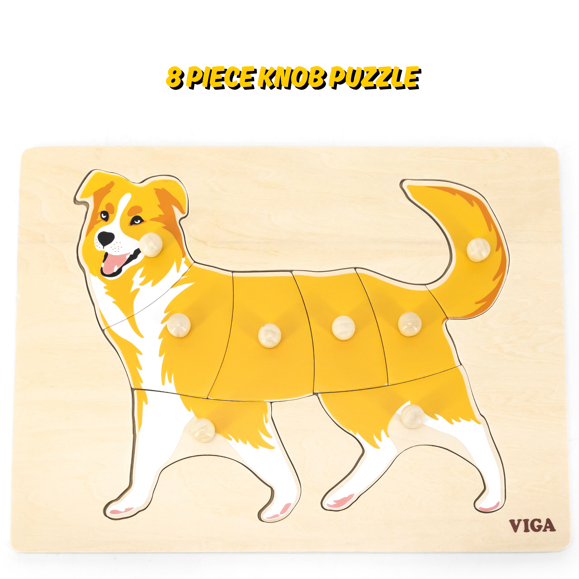 لعبة فيجا دوج، حيوانات المزرعة، أحجية بمقبض من 8 قطع، لعبة مونتيسوري الخشبية، تُنمّي المهارات الحسية والإدراكية والحركية الدقيقة، لعبة تعليمية للأطفال غير سامة وصديقة للبيئة، مناسبة للأطفال من سن 18 شهرًا فما فوق