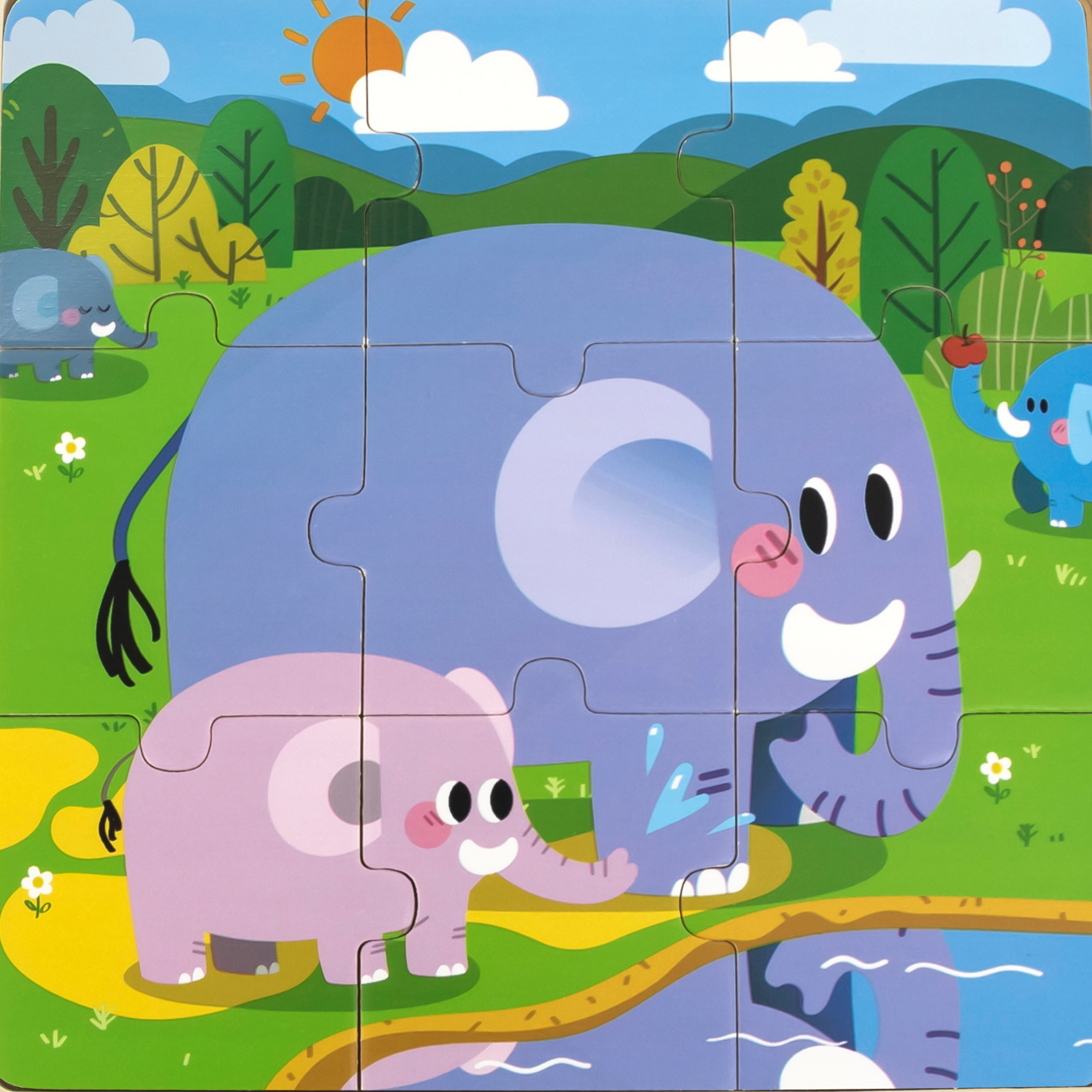 فيل فيجا، أحجية الصور المقطوعة من 9 قطع، لعبة مونتيسوري الخشبية، تنمي المهارات الحسية والإدراكية والحركية الدقيقة، لعبة تعليمية للأطفال غير سامة وصديقة للبيئة، مناسبة للأولاد والبنات من سن 18 شهرًا فما فوق