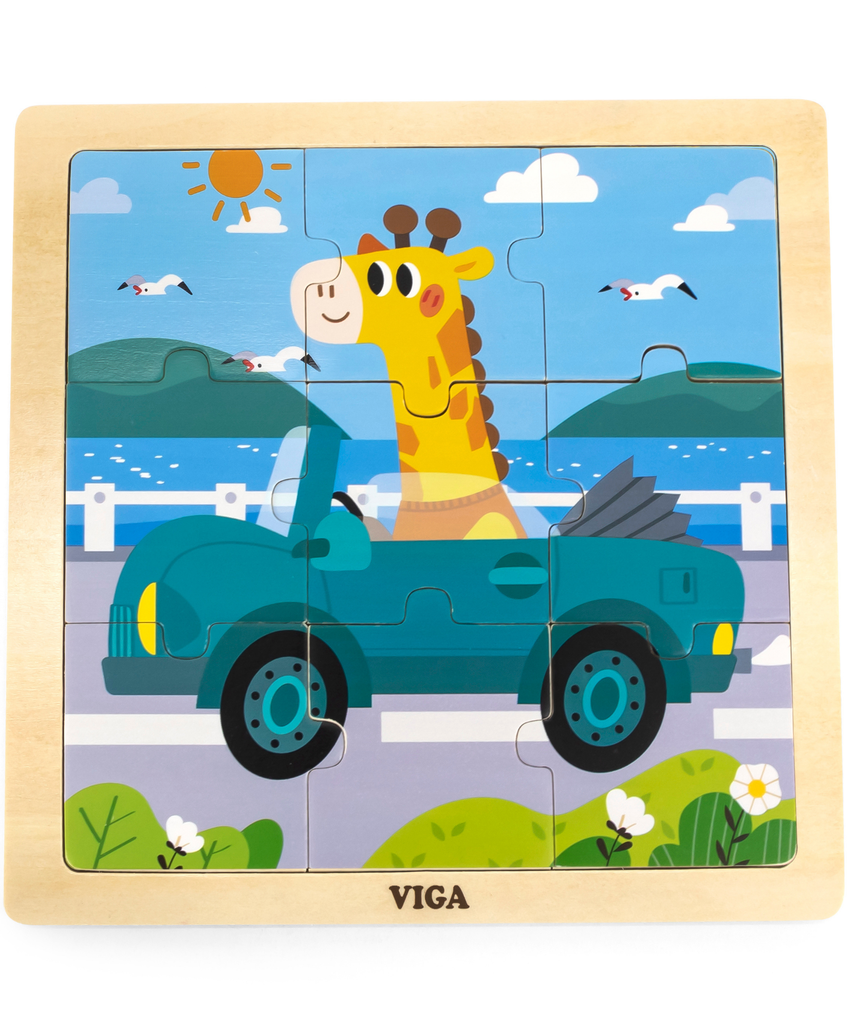 لعبة أحجية الصور المقطوعة "زرافة في سيارة" من فيجا، مكونة من 9 قطع، لعبة مونتيسوري خشبية، تُنمّي المهارات الحسية والإدراكية والحركية الدقيقة، لعبة تعليمية للأطفال غير سامة وصديقة للبيئة، مناسبة للأطفال من سن 18 شهرًا فما فوق