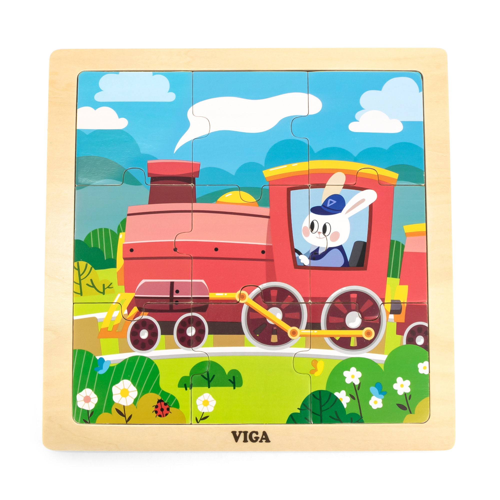 قطار فيجا، أحجية الصور المقطوعة من 9 قطع، لعبة مونتيسوري الخشبية، تنمي المهارات الحسية والإدراكية والحركية الدقيقة، لعبة تعليمية للأطفال غير سامة وصديقة للبيئة، مناسبة للأولاد والبنات من سن 18 شهرًا فما فوق