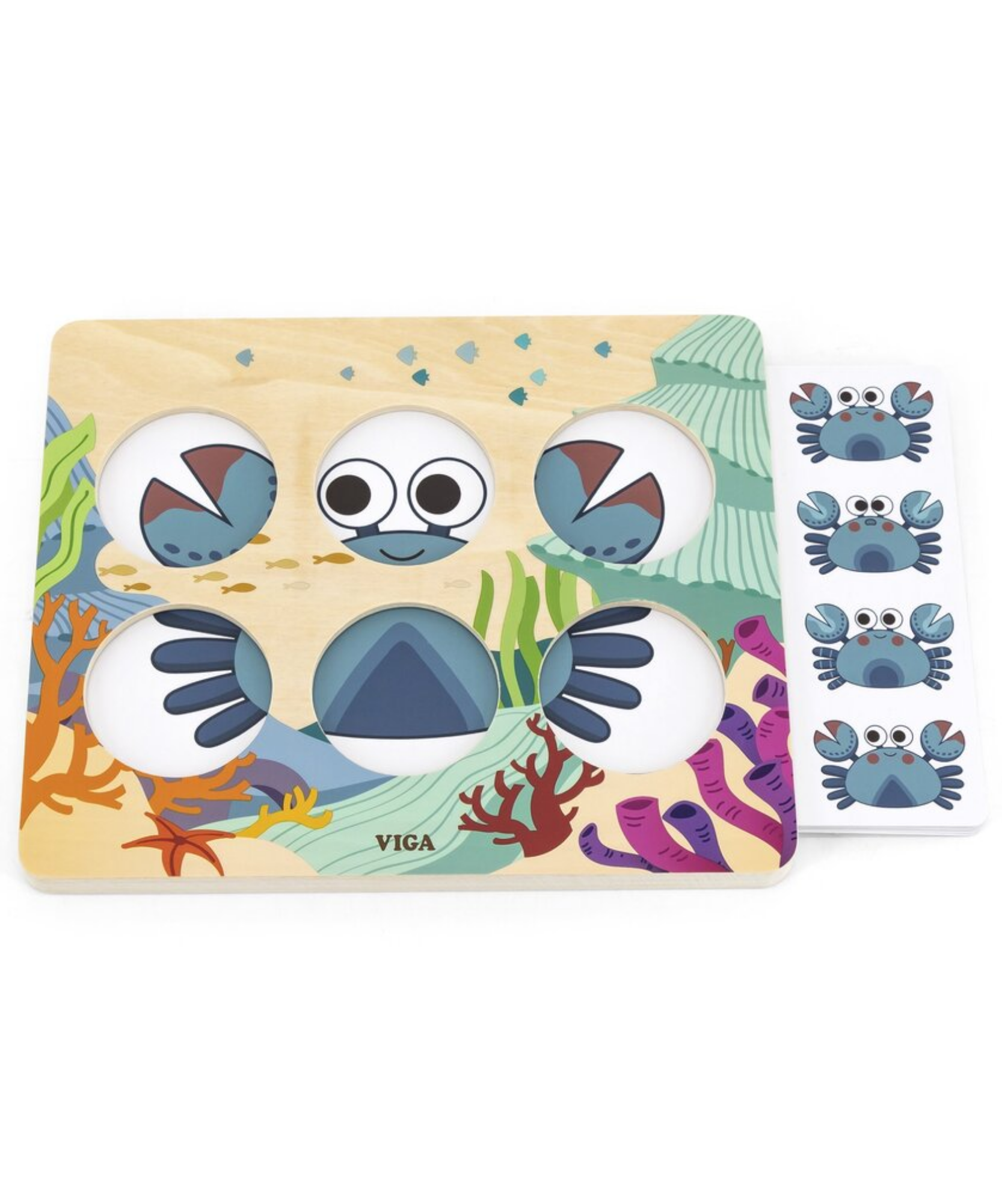 أسرار البحر فيجا، لغز ميكس آند ماتش، 10 قطع بمقبض، لعبة مونتيسوري الخشبية، تنمي المهارات الحسية والإدراكية والحركية الدقيقة، لعبة تعليمية للأطفال غير سامة وصديقة للبيئة، مناسبة للأطفال من سن 3 سنوات فما فوق