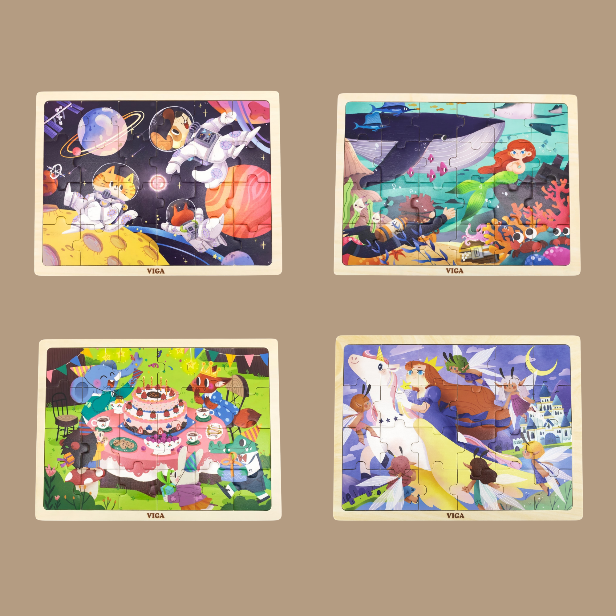 مغامرات فيجا الفضائية، أحجية الصور المقطوعة من 24 قطعة، لعبة مونتيسوري الخشبية، تُنمّي المهارات الحسية والإدراكية والحركية الدقيقة، لعبة تعليمية للأطفال غير سامة وصديقة للبيئة، مناسبة للأطفال من عمر سنتين فما فوق