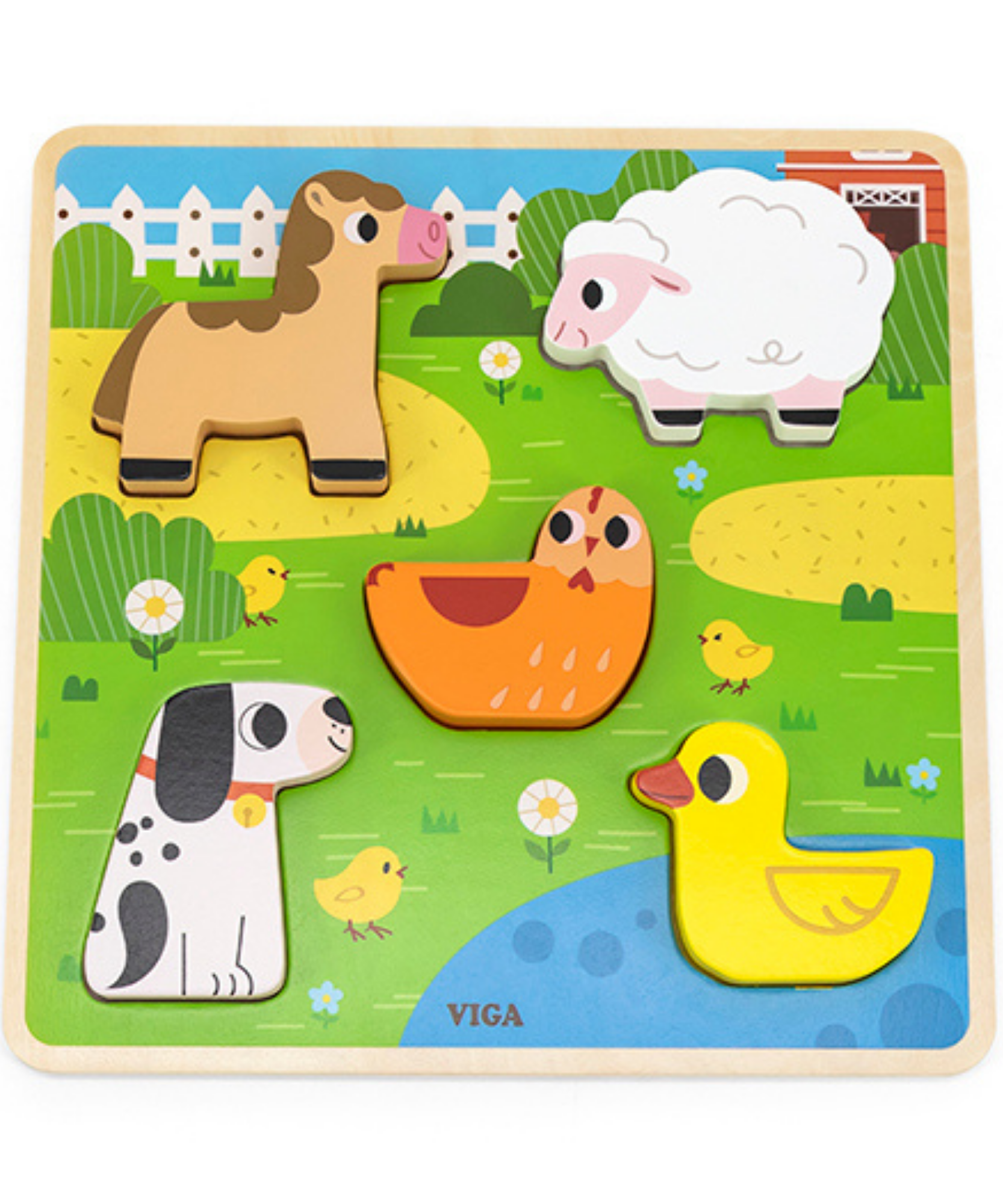 مزرعة فيجا، أحجية مكعبات من 5 قطع، لعبة مونتيسوري الخشبية، تنمي المهارات الحسية والإدراكية والحركية الدقيقة، لعبة تعليمية للأطفال غير سامة وصديقة للبيئة، مناسبة للأولاد والبنات من سن 18 شهرًا فما فوق