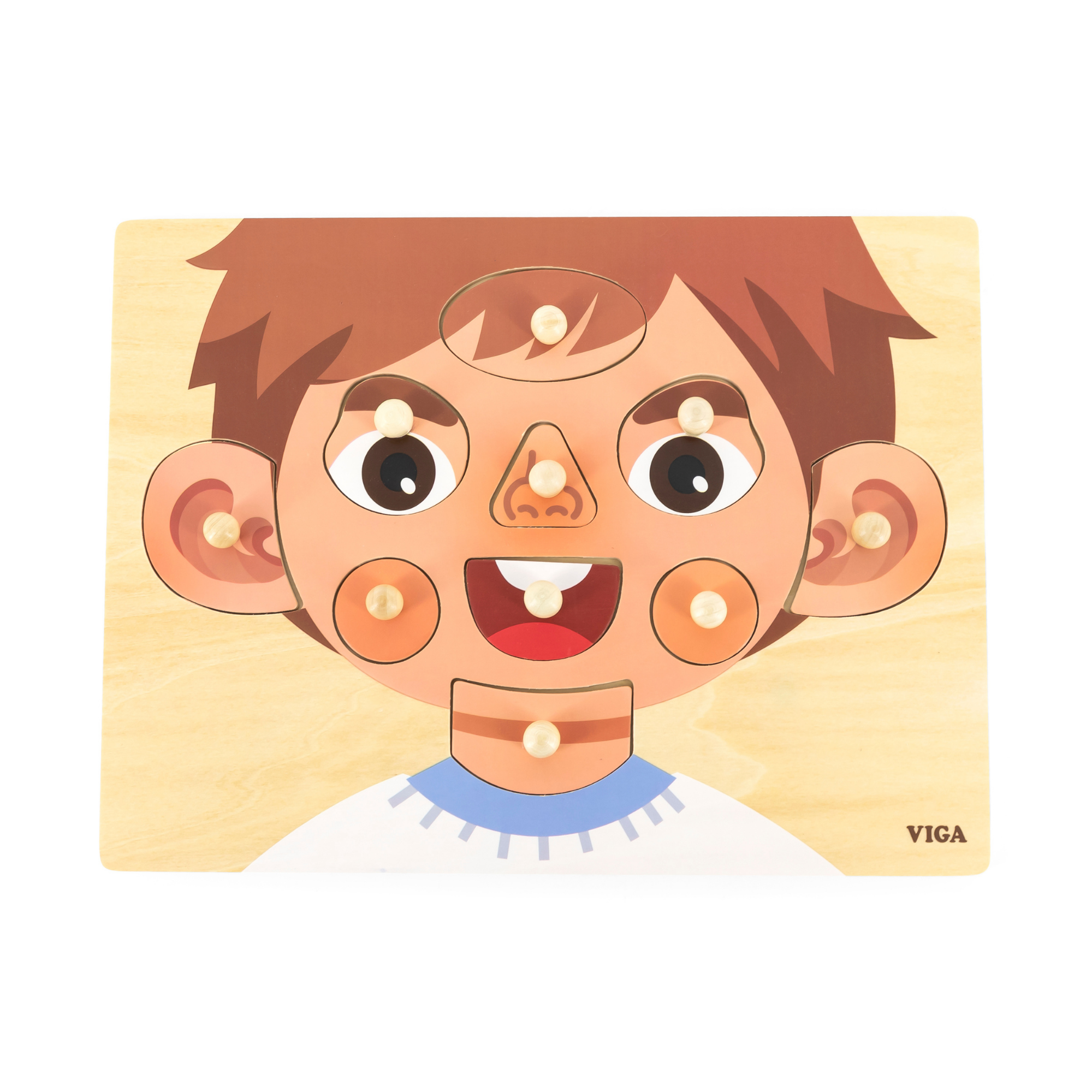 لعبة فيجا بويز فيس، أحجية بمقبض من 10 قطع، لعبة مونتيسوري خشبية، تنمي المهارات الحسية والإدراكية والحركية الدقيقة، لعبة تعليمية للأطفال غير سامة وصديقة للبيئة، مناسبة للأولاد والبنات من سن 18 شهرًا فما فوق