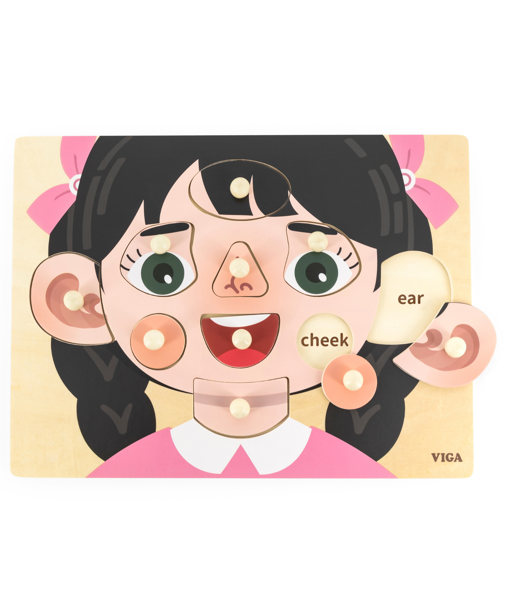 لعبة فيجا للبنات، أحجية بمقبض من 10 قطع، لعبة مونتيسوري خشبية، تنمي المهارات الحسية والإدراكية والحركية الدقيقة، لعبة تعليمية للأطفال غير سامة وصديقة للبيئة، مناسبة للأولاد والبنات من سن 18 شهرًا فما فوق