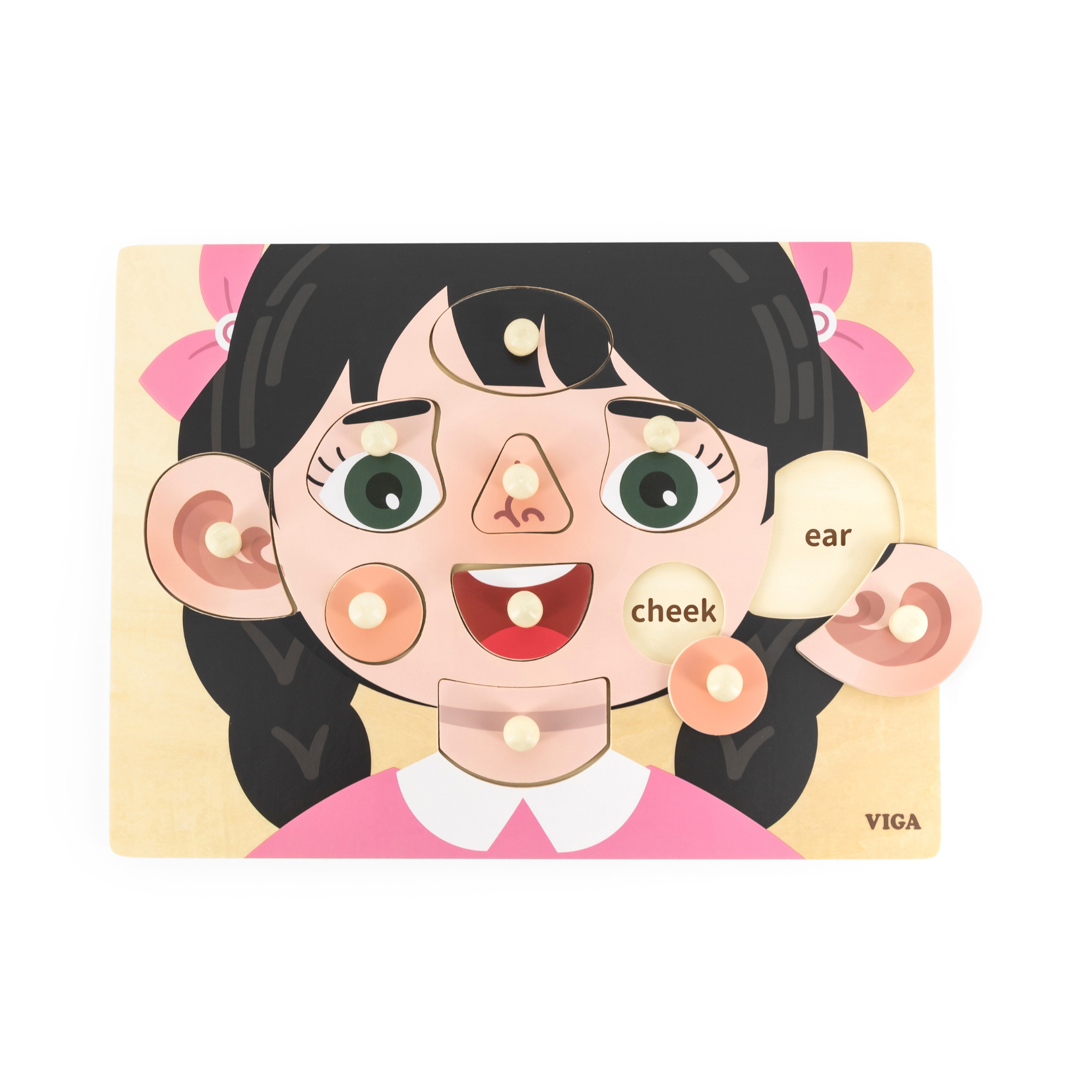 لعبة فيجا للبنات، أحجية بمقبض من 10 قطع، لعبة مونتيسوري خشبية، تنمي المهارات الحسية والإدراكية والحركية الدقيقة، لعبة تعليمية للأطفال غير سامة وصديقة للبيئة، مناسبة للأولاد والبنات من سن 18 شهرًا فما فوق