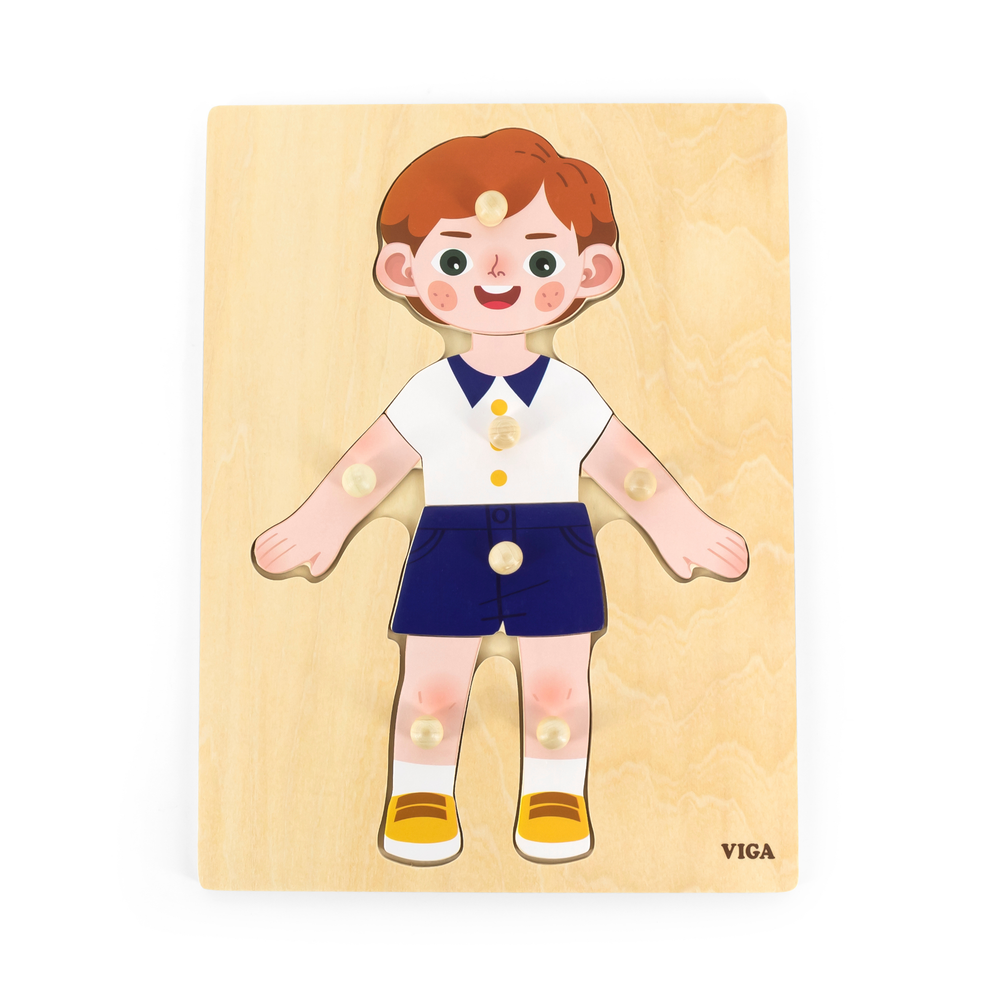 لعبة أحجية فيجا بويز بودي، مكونة من 7 قطع، لعبة مونتيسوري الخشبية، تنمي المهارات الحسية والإدراكية والحركية الدقيقة، لعبة تعليمية للأطفال غير سامة وصديقة للبيئة، مناسبة للأولاد والبنات من سن 18 شهرًا فما فوق