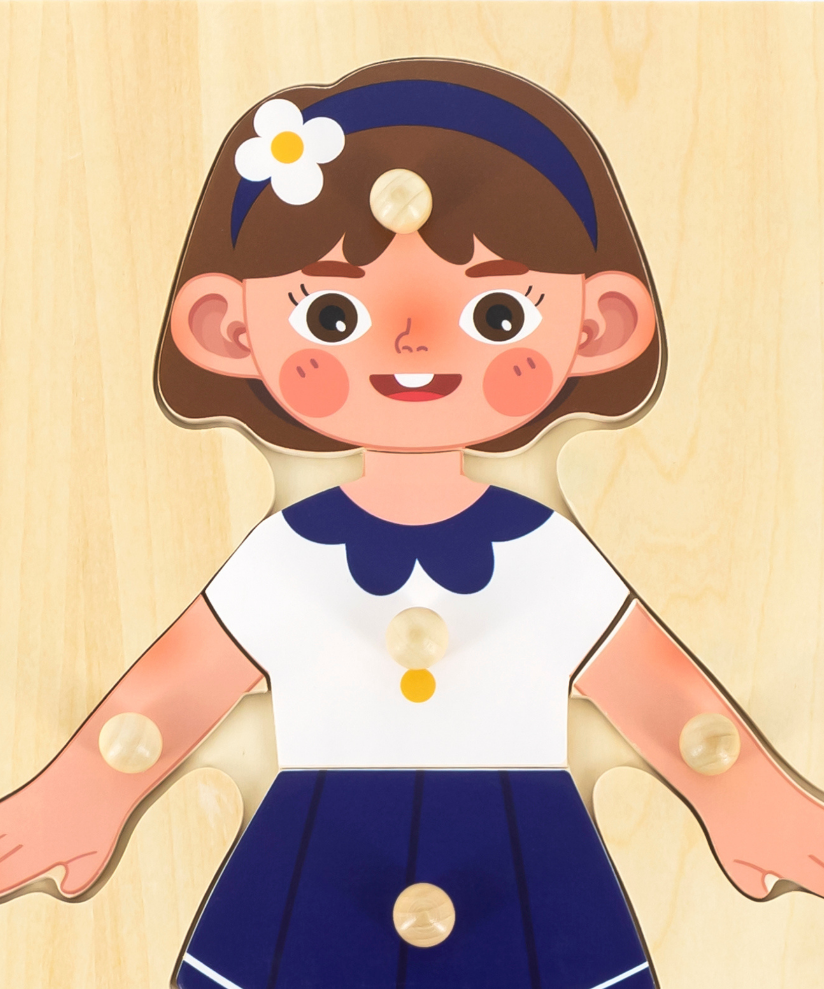 لعبة أحجية مقبض الجسم للبنات من فيجا، مكونة من 7 قطع، لعبة مونتيسوري الخشبية، تنمي المهارات الحسية والإدراكية والحركية الدقيقة، لعبة تعليمية للأطفال غير سامة وصديقة للبيئة، مناسبة للأولاد والبنات من سن 18 شهرًا فما فوق