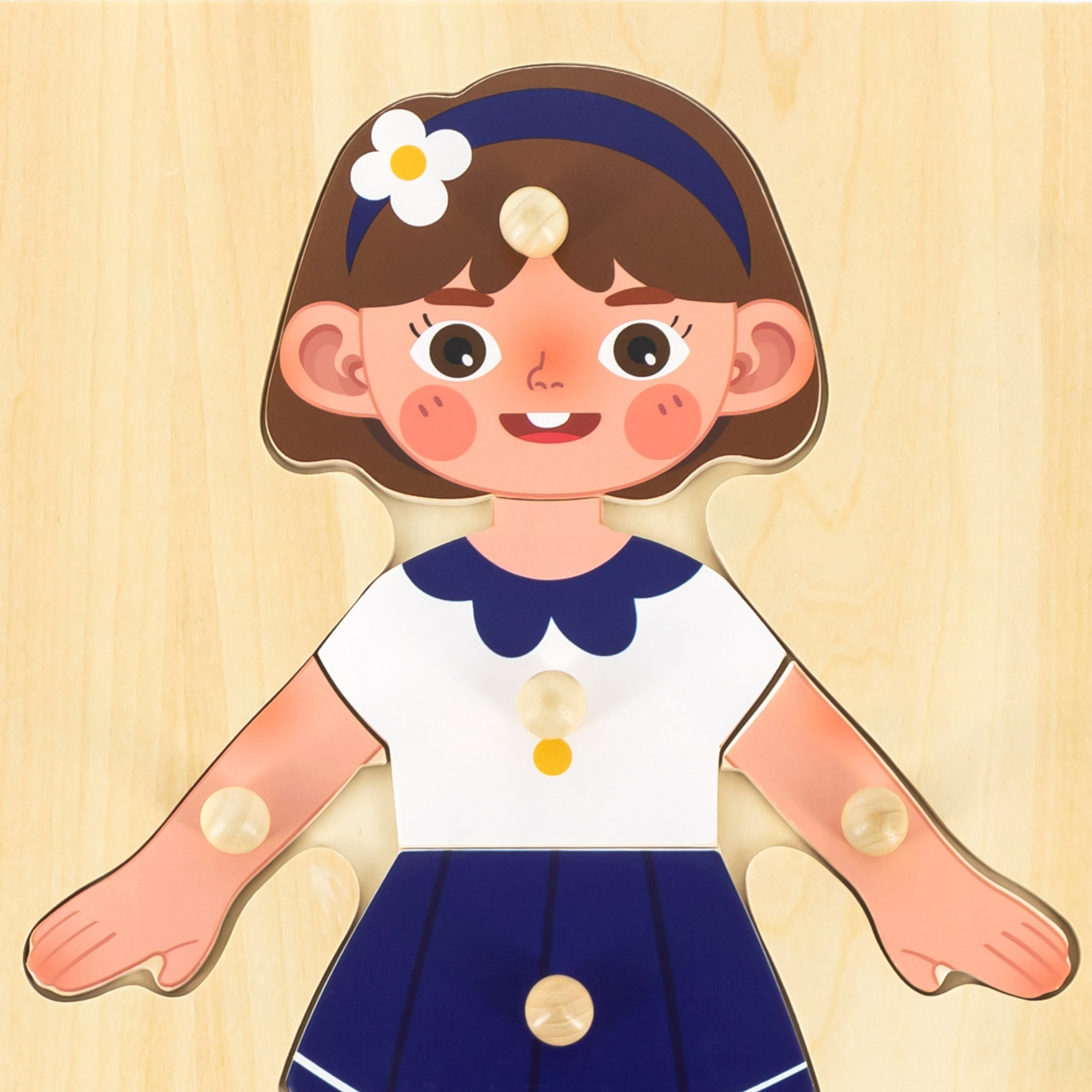 لعبة أحجية مقبض الجسم للبنات من فيجا، مكونة من 7 قطع، لعبة مونتيسوري الخشبية، تنمي المهارات الحسية والإدراكية والحركية الدقيقة، لعبة تعليمية للأطفال غير سامة وصديقة للبيئة، مناسبة للأولاد والبنات من سن 18 شهرًا فما فوق