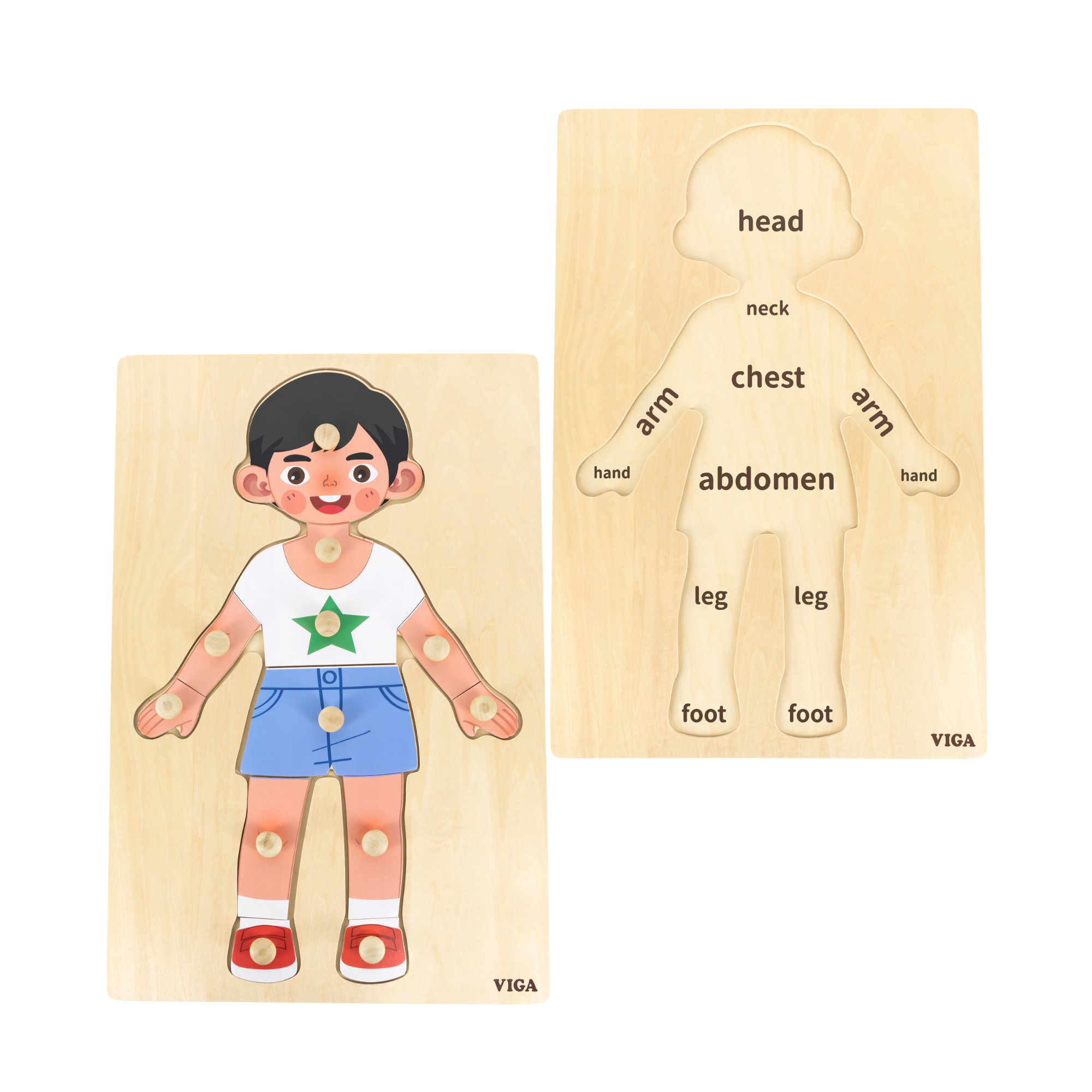 لعبة أحجية فيجا بويز بودي، 12 قطعة، لعبة مونتيسوري الخشبية، تنمي المهارات الحسية والإدراكية والحركية الدقيقة، لعبة تعليمية للأطفال غير سامة وصديقة للبيئة، مناسبة للأولاد والبنات من سن 18 شهرًا فما فوق