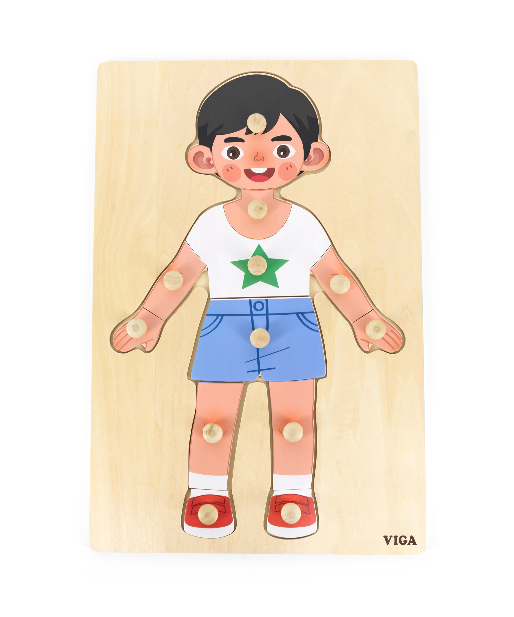 لعبة أحجية فيجا بويز بودي، 12 قطعة، لعبة مونتيسوري الخشبية، تنمي المهارات الحسية والإدراكية والحركية الدقيقة، لعبة تعليمية للأطفال غير سامة وصديقة للبيئة، مناسبة للأولاد والبنات من سن 18 شهرًا فما فوق