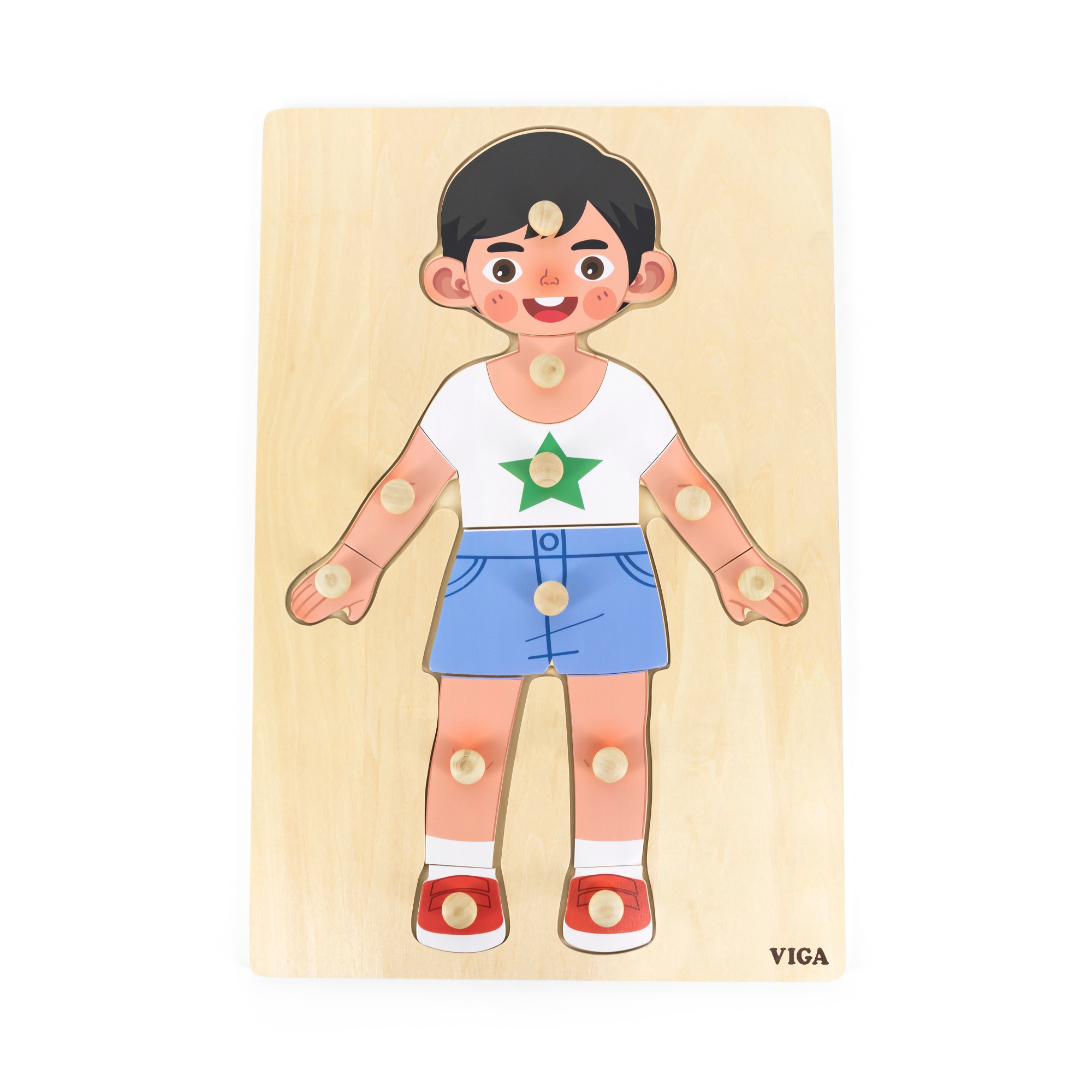 لعبة أحجية فيجا بويز بودي، 12 قطعة، لعبة مونتيسوري الخشبية، تنمي المهارات الحسية والإدراكية والحركية الدقيقة، لعبة تعليمية للأطفال غير سامة وصديقة للبيئة، مناسبة للأولاد والبنات من سن 18 شهرًا فما فوق