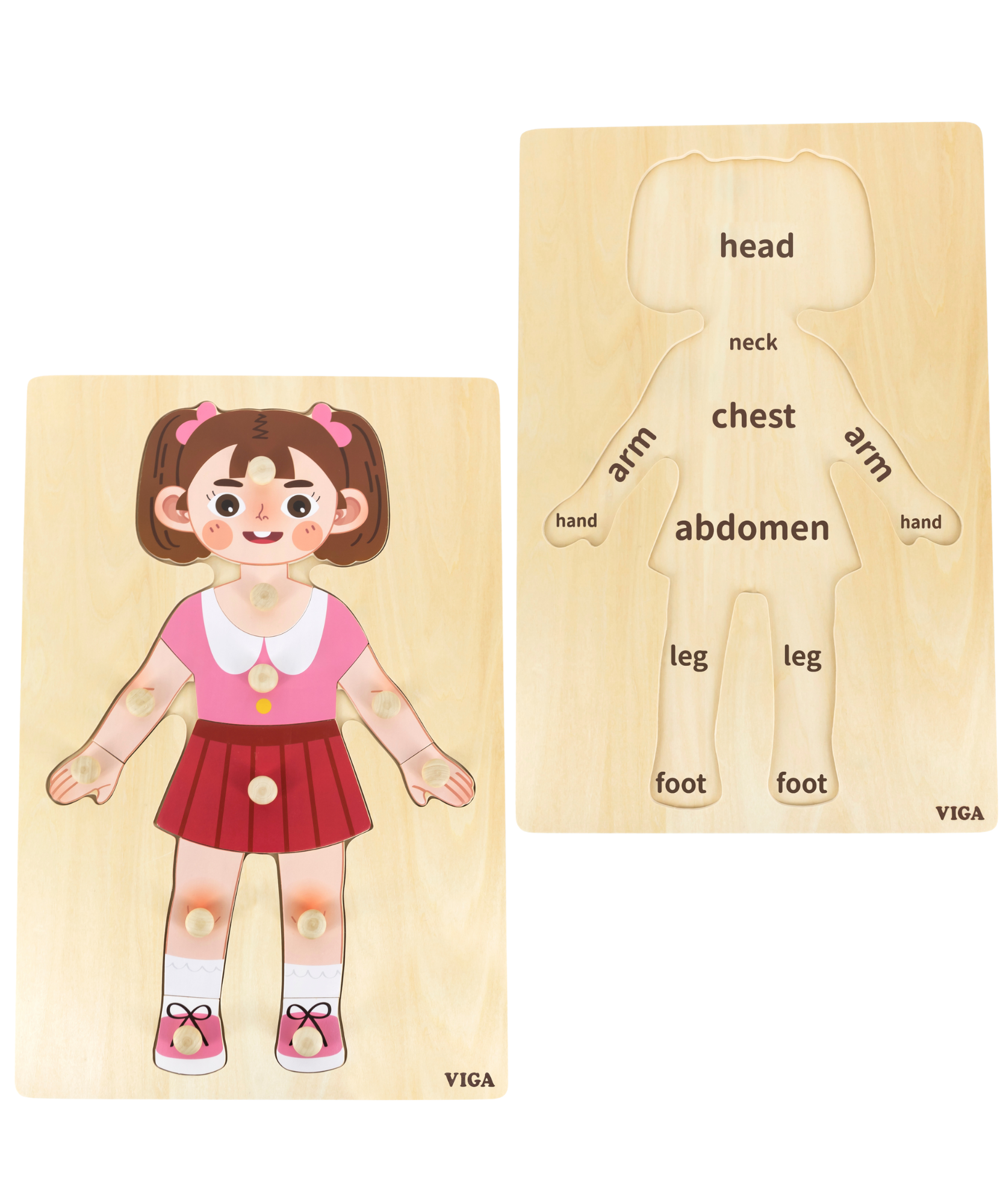 لعبة أحجية مقبض الجسم للبنات من فيجا، مكونة من 12 قطعة، لعبة مونتيسوري الخشبية، تنمي المهارات الحسية والإدراكية والحركية الدقيقة، لعبة تعليمية للأطفال غير سامة وصديقة للبيئة، مناسبة للأولاد والبنات من سن 18 شهرًا فما فوق