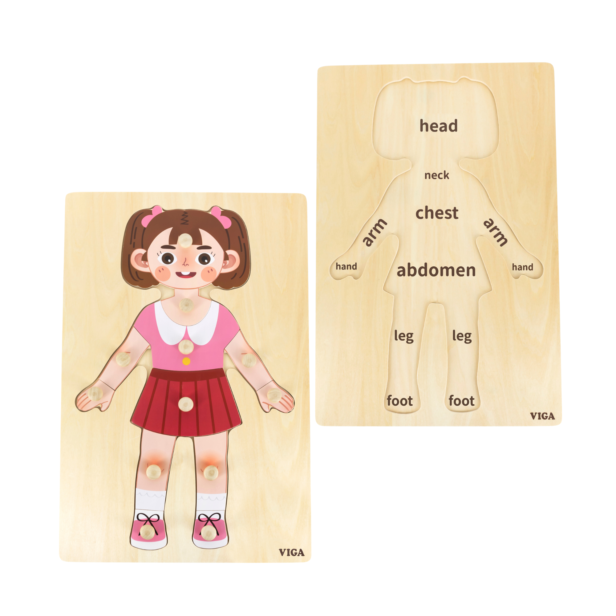 لعبة أحجية مقبض الجسم للبنات من فيجا، مكونة من 12 قطعة، لعبة مونتيسوري الخشبية، تنمي المهارات الحسية والإدراكية والحركية الدقيقة، لعبة تعليمية للأطفال غير سامة وصديقة للبيئة، مناسبة للأولاد والبنات من سن 18 شهرًا فما فوق