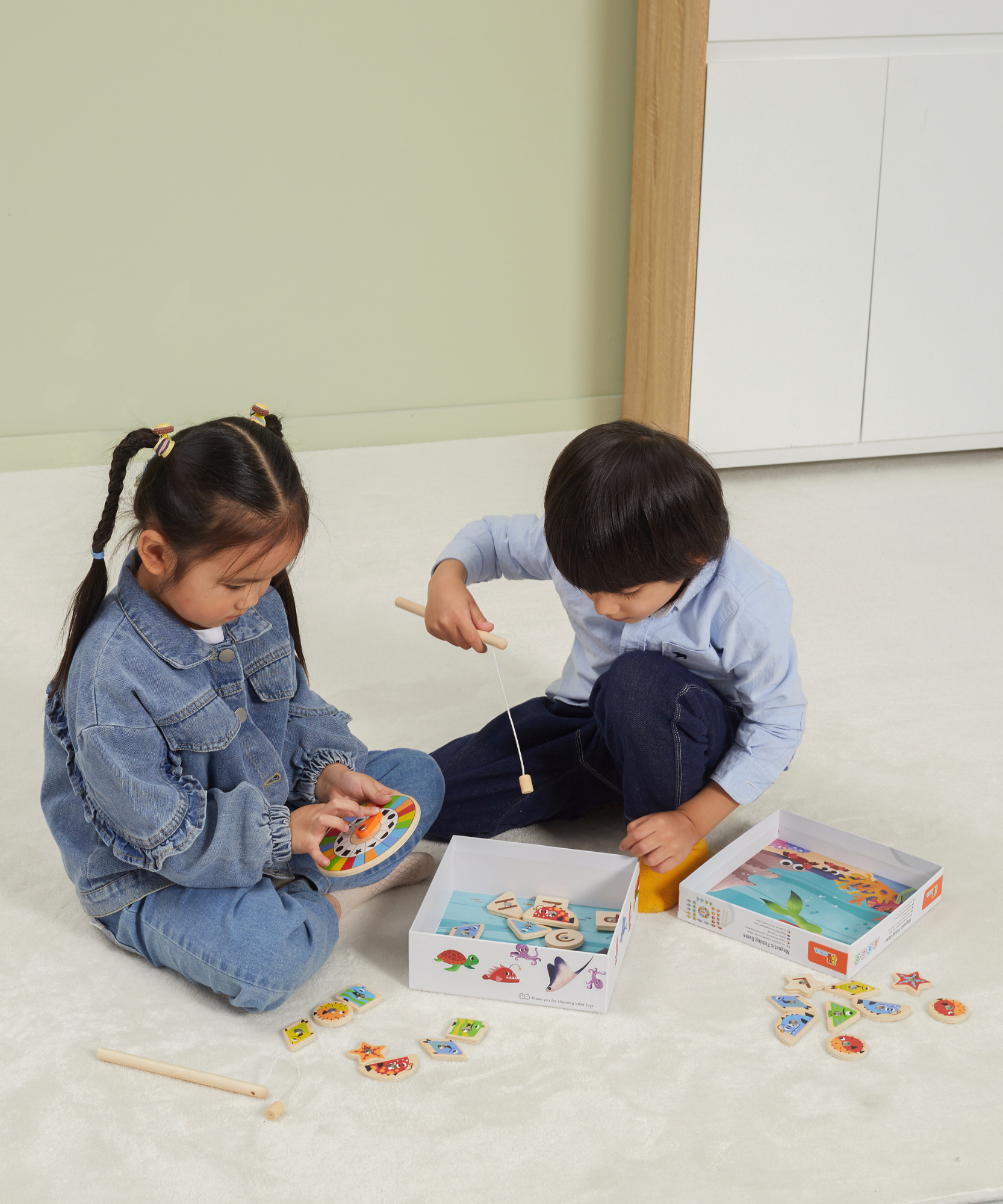 لعبة فيجا لصيد الأسماك، 26 قطعة من الألغاز المغناطيسية، لعبة مونتيسوري الخشبية، تنمي المهارات الحسية والإدراكية والحركية الدقيقة، لعبة تعليمية للأطفال غير سامة وصديقة للبيئة، مناسبة للأطفال من سن 18 شهرًا فما فوق