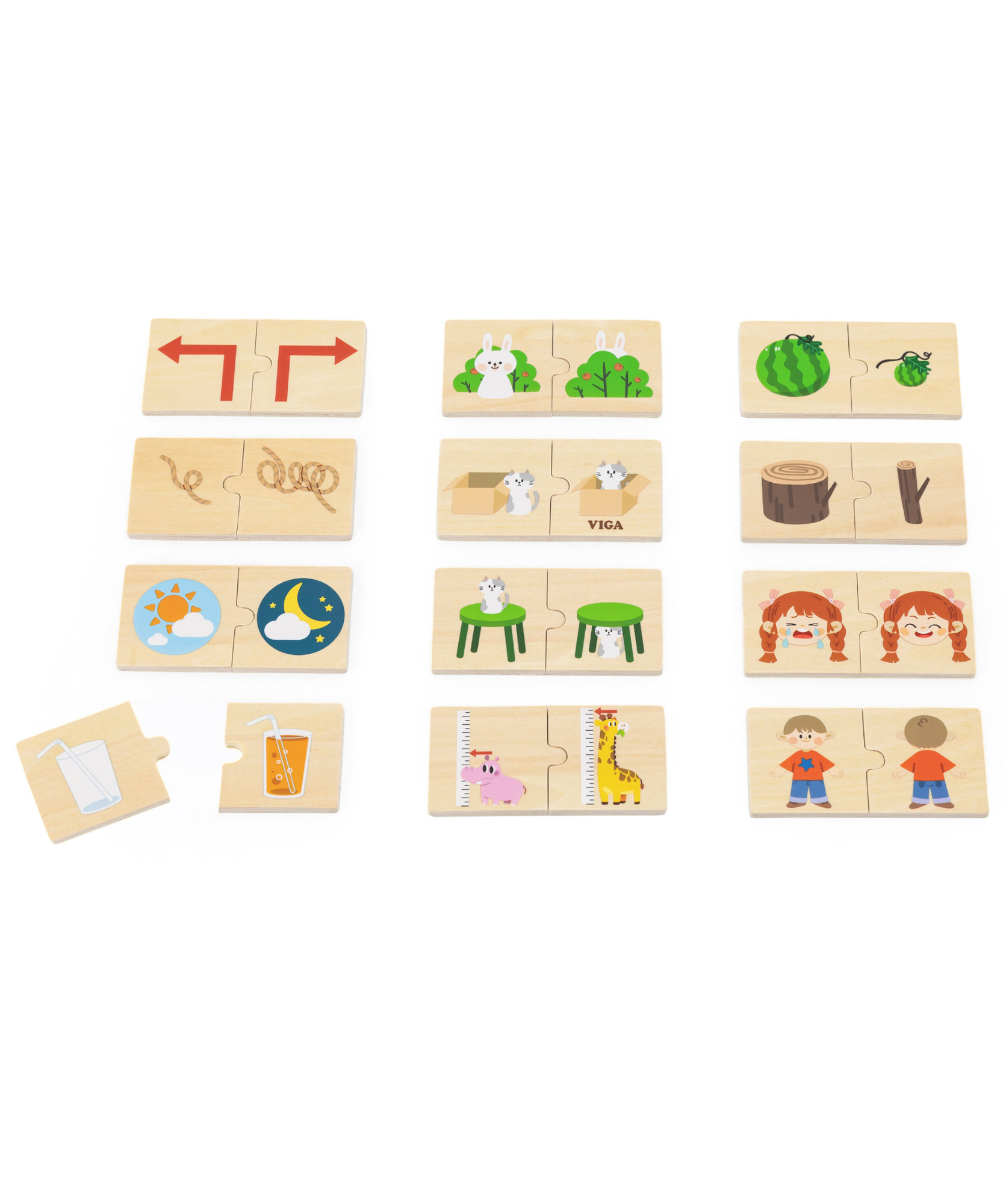 لعبة فيجا أوبوزيتس، أحجية من 24 قطعة، لعبة مونتيسوري خشبية، تُنمّي المهارات الحسية والإدراكية والحركية الدقيقة، غير سامة وصديقة للبيئة، مناسبة للأطفال من سن 18 شهرًا فما فوق