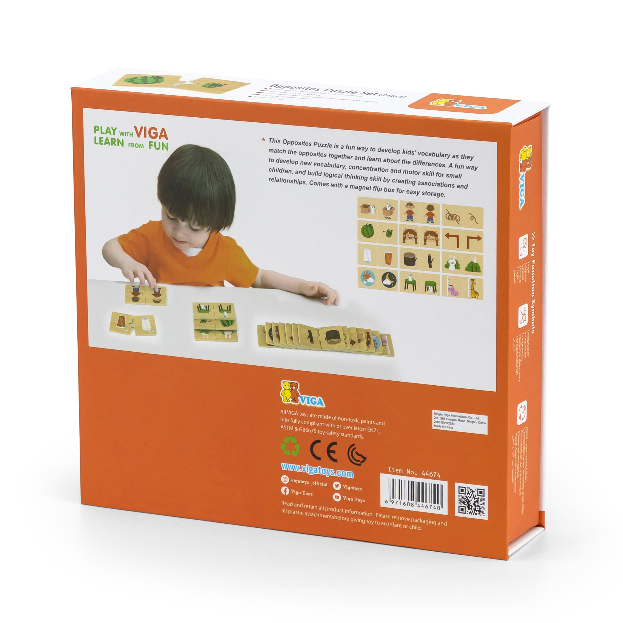 لعبة فيجا أوبوزيتس، أحجية من 24 قطعة، لعبة مونتيسوري خشبية، تُنمّي المهارات الحسية والإدراكية والحركية الدقيقة، غير سامة وصديقة للبيئة، مناسبة للأطفال من سن 18 شهرًا فما فوق