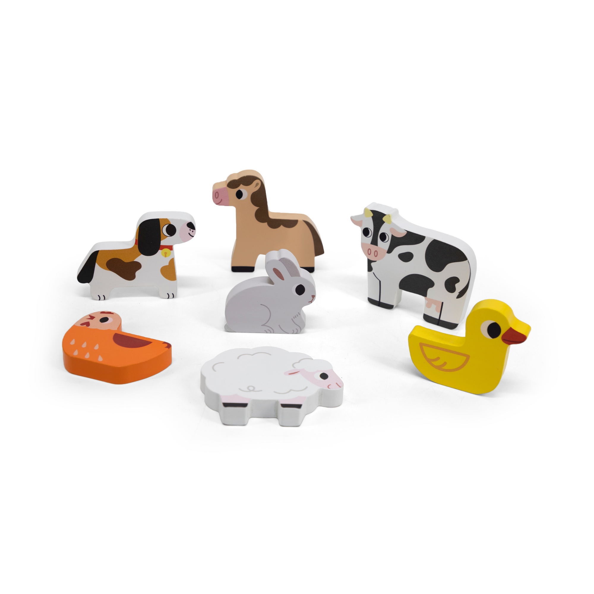 Viga Farm Animals, 7 Piece Block Puzzle, Montessori Wooden Toy, Develops Sensory, Cognitive & Fine Motor Skills, Non-Toxic & Eco-friendly Kids Educational Toy, Suitable for Boys and Girls Aged 18M+