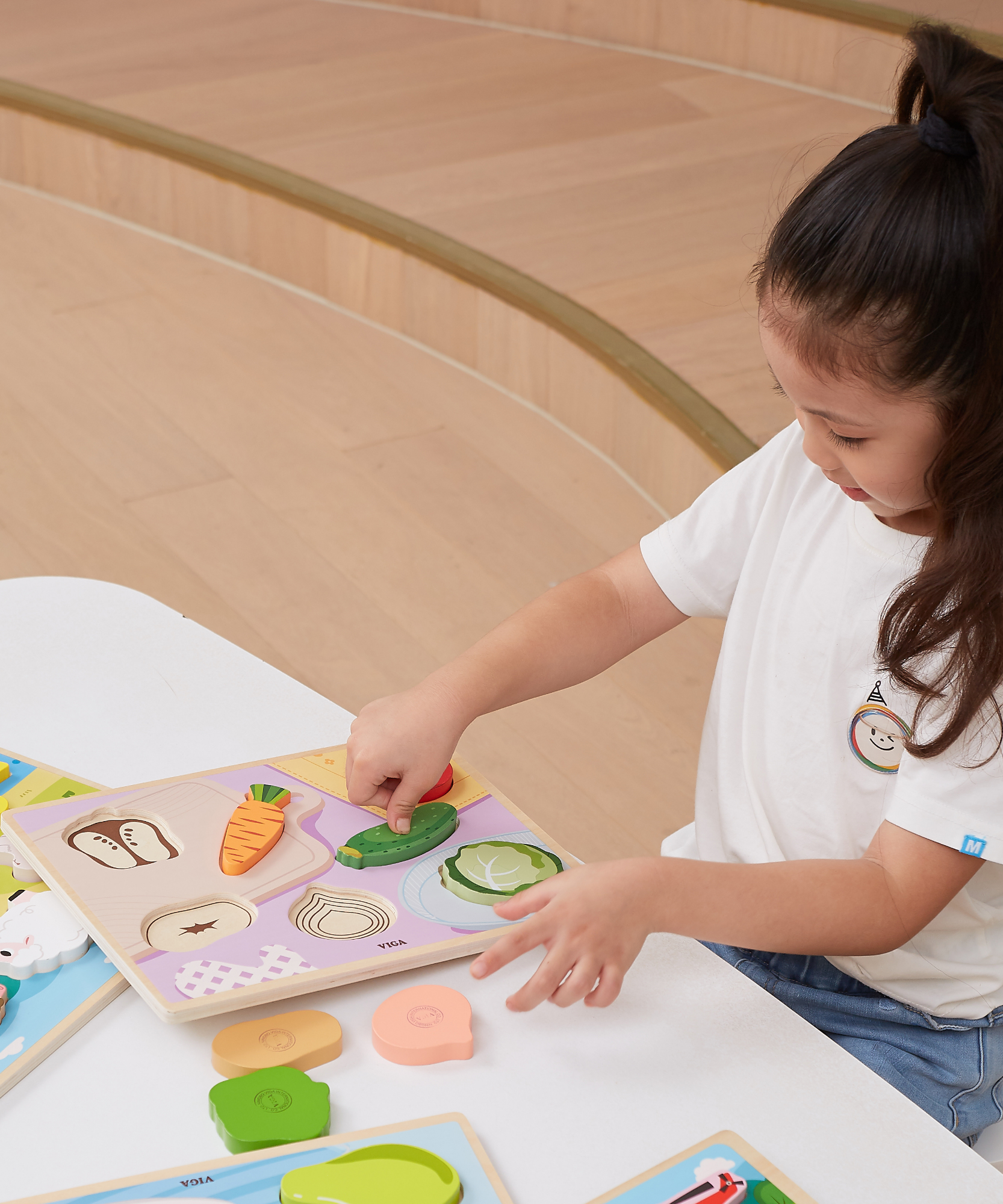 Viga Vegetables, 7 Piece Block Puzzle, Montessori Wooden Toy, Develops Sensory, Cognitive & Fine Motor Skills, Non-Toxic & Eco-friendly Kids Educational Toy, Suitable for Boys and Girls Aged 18M+