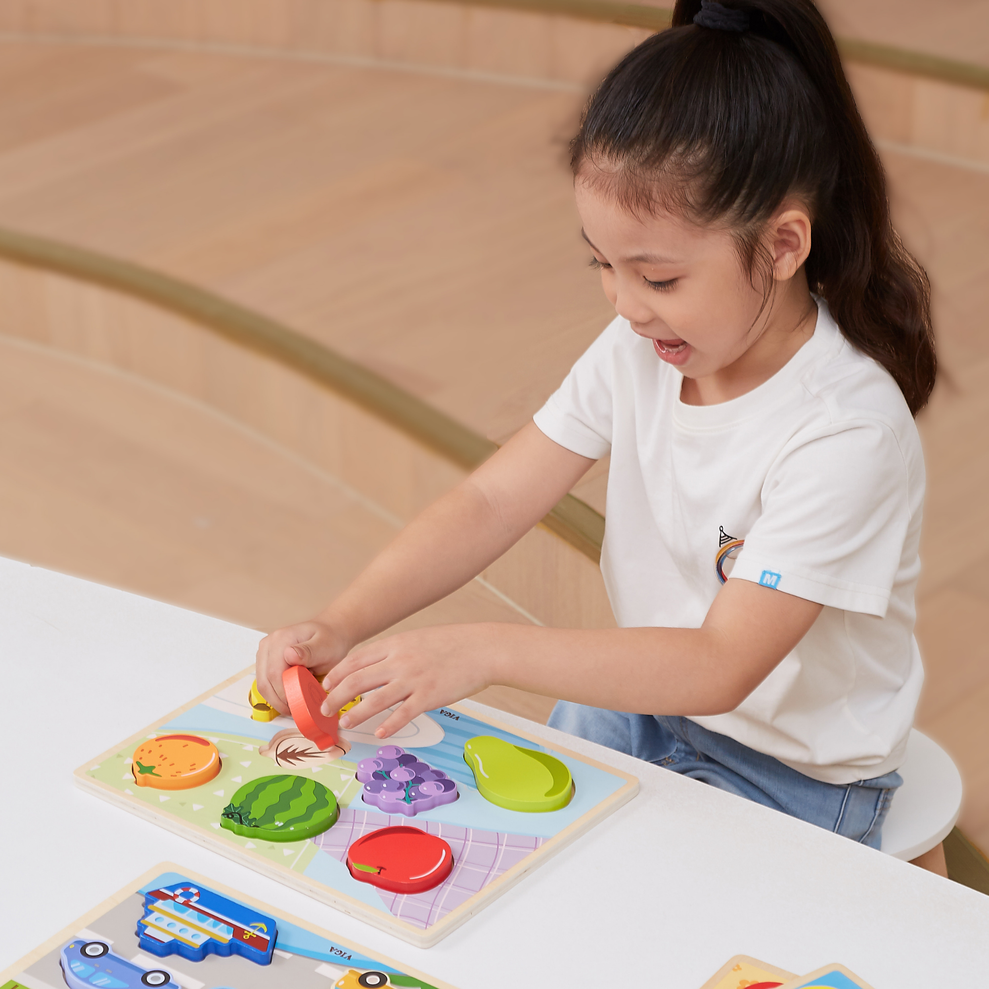 لعبة أحجية مكعبات فيجا فروتس، مكونة من 7 قطع، لعبة مونتيسوري الخشبية، تنمي المهارات الحسية والإدراكية والحركية الدقيقة، غير سامة وصديقة للبيئة، مناسبة للأولاد والبنات من سن 18 شهرًا فما فوق