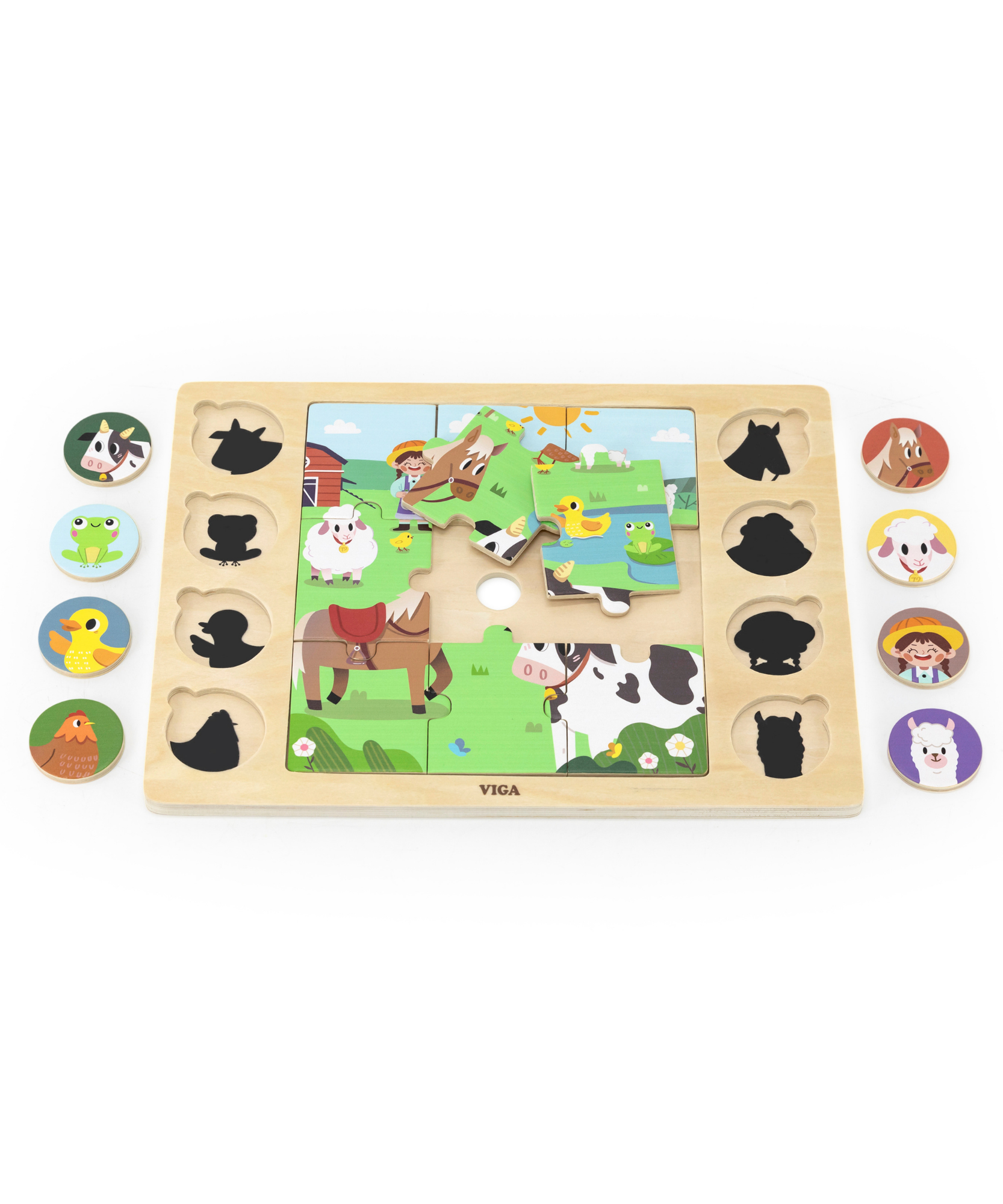 لعبة أحجية الصور المقطوعة من فيجا بارن أنيملز، 17 قطعة، لعبة مونتيسوري الخشبية، تنمي المهارات الحسية والإدراكية والحركية الدقيقة، لعبة تعليمية للأطفال غير سامة وصديقة للبيئة، مناسبة للأولاد والبنات من سن 18 شهرًا فما فوق