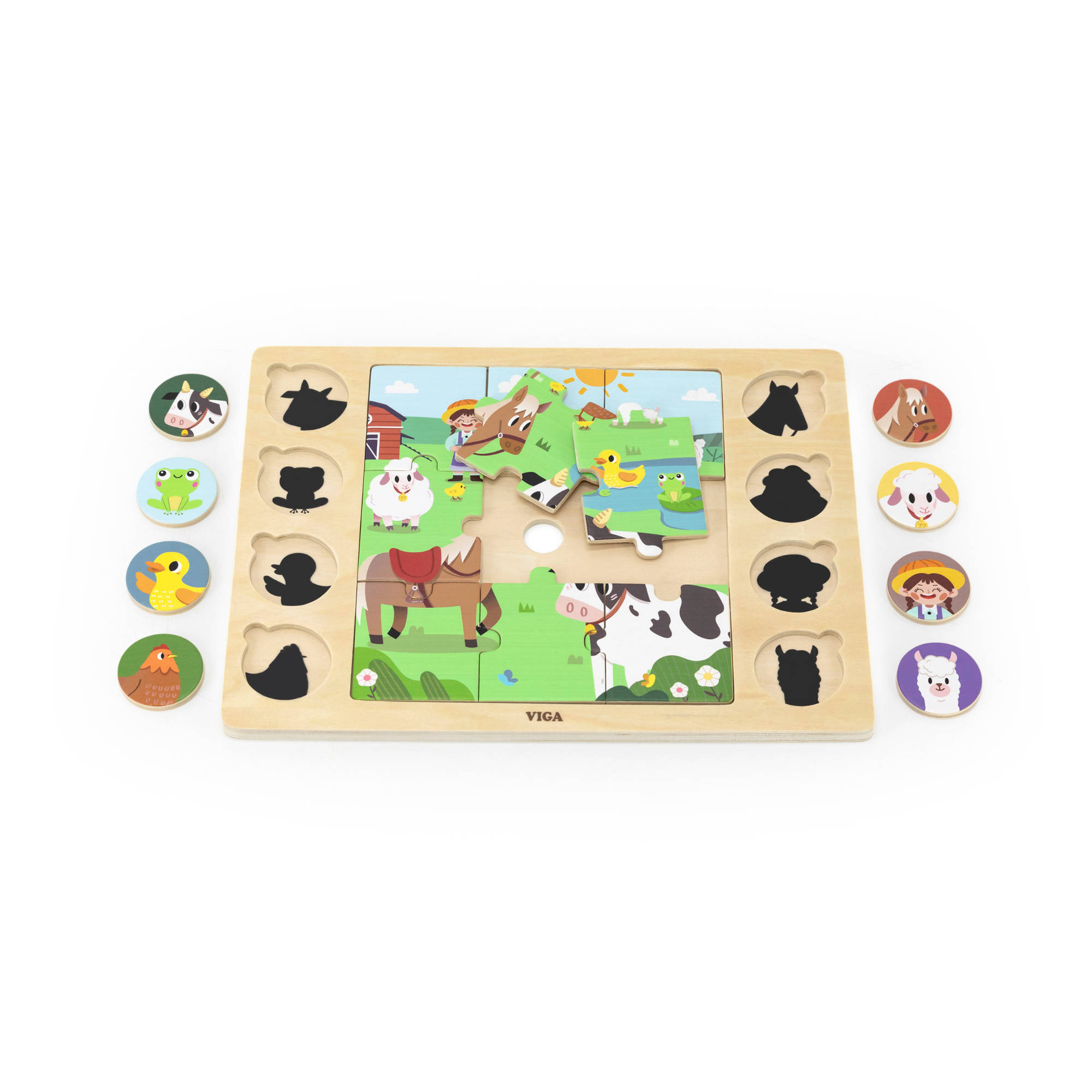 لعبة أحجية الصور المقطوعة من فيجا بارن أنيملز، 17 قطعة، لعبة مونتيسوري الخشبية، تنمي المهارات الحسية والإدراكية والحركية الدقيقة، لعبة تعليمية للأطفال غير سامة وصديقة للبيئة، مناسبة للأولاد والبنات من سن 18 شهرًا فما فوق