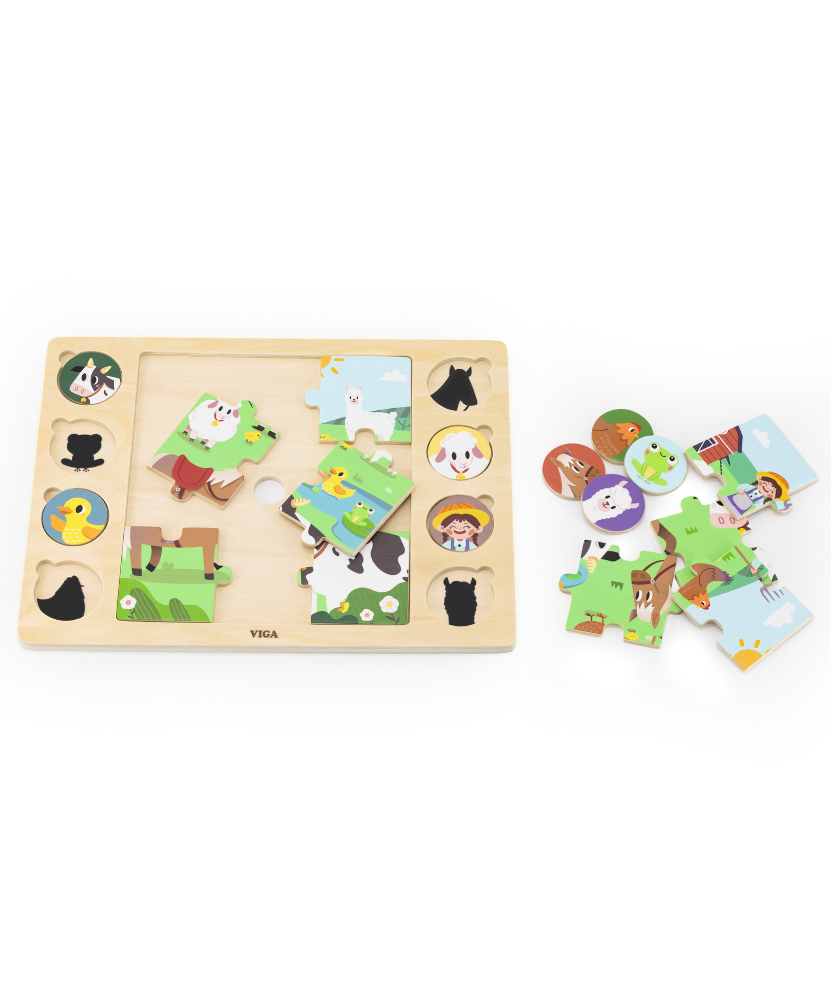 لعبة أحجية الصور المقطوعة من فيجا بارن أنيملز، 17 قطعة، لعبة مونتيسوري الخشبية، تنمي المهارات الحسية والإدراكية والحركية الدقيقة، لعبة تعليمية للأطفال غير سامة وصديقة للبيئة، مناسبة للأولاد والبنات من سن 18 شهرًا فما فوق