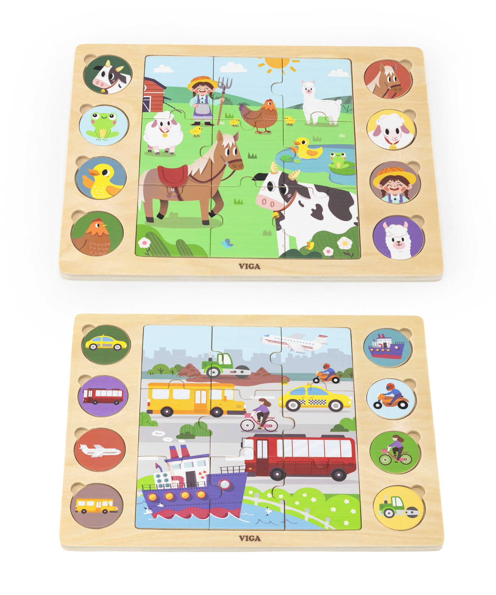 لعبة أحجية الصور المقطوعة من فيجا بارن أنيملز، 17 قطعة، لعبة مونتيسوري الخشبية، تنمي المهارات الحسية والإدراكية والحركية الدقيقة، لعبة تعليمية للأطفال غير سامة وصديقة للبيئة، مناسبة للأولاد والبنات من سن 18 شهرًا فما فوق