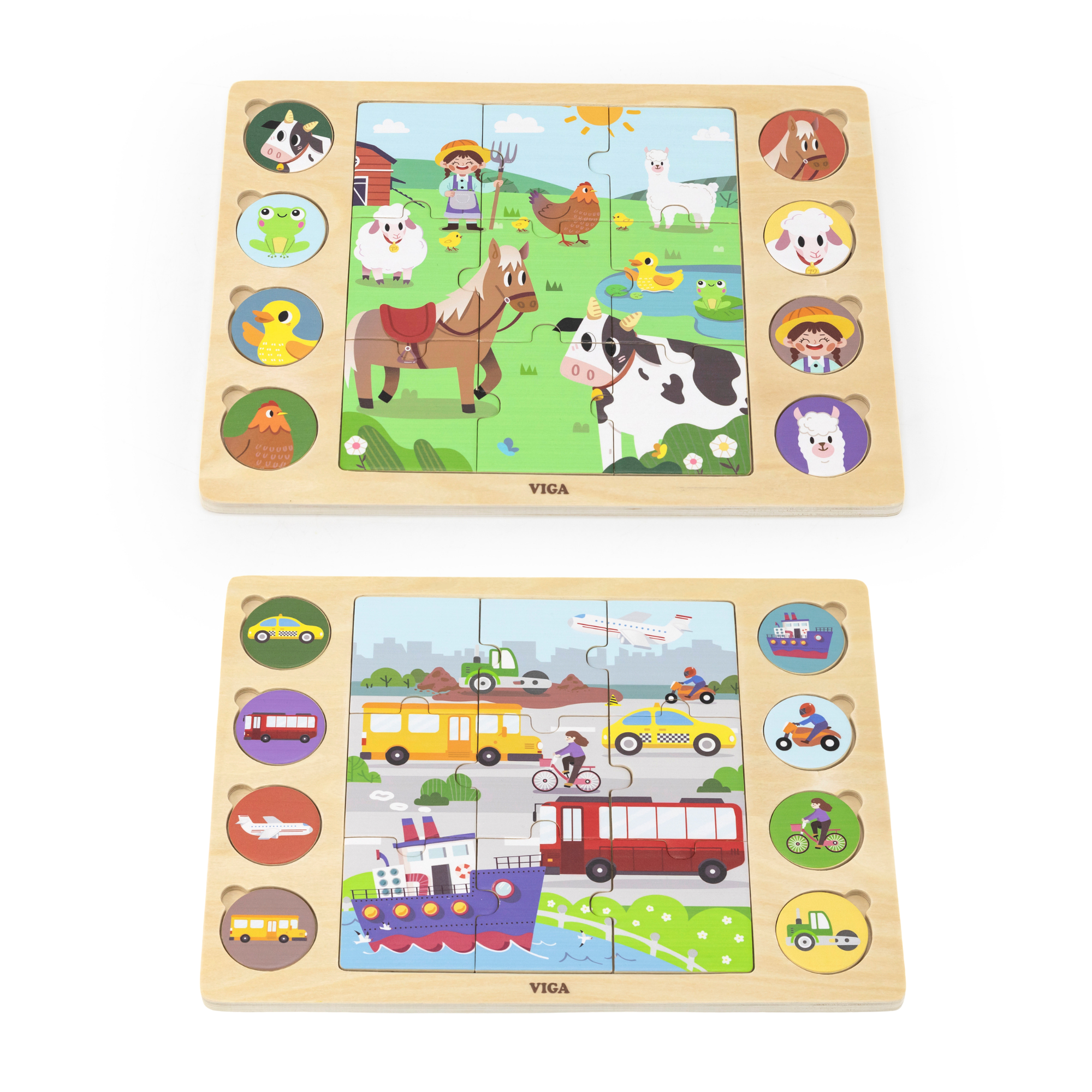 لعبة أحجية الصور المقطوعة من فيجا بارن أنيملز، 17 قطعة، لعبة مونتيسوري الخشبية، تنمي المهارات الحسية والإدراكية والحركية الدقيقة، لعبة تعليمية للأطفال غير سامة وصديقة للبيئة، مناسبة للأولاد والبنات من سن 18 شهرًا فما فوق