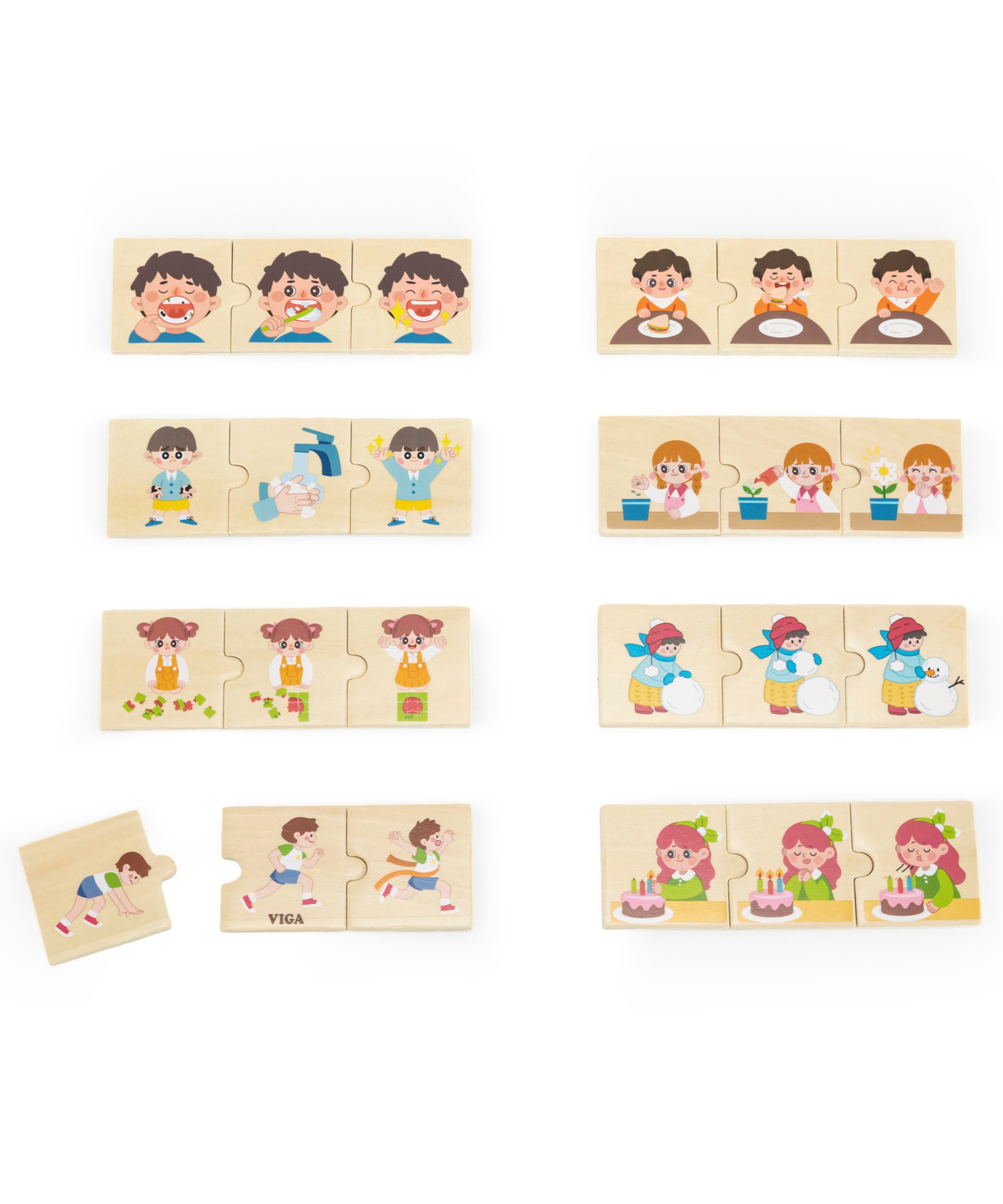 تسلسلات فيجا المنطقية، نشاط يومي، أحجية مطابقة ومزج من 24 قطعة، لعبة مونتيسوري خشبية، تُنمّي المهارات الحسية والإدراكية والحركية الدقيقة، لعبة تعليمية غير سامة وصديقة للبيئة للأطفال، من عمر 18 شهرًا فما فوق